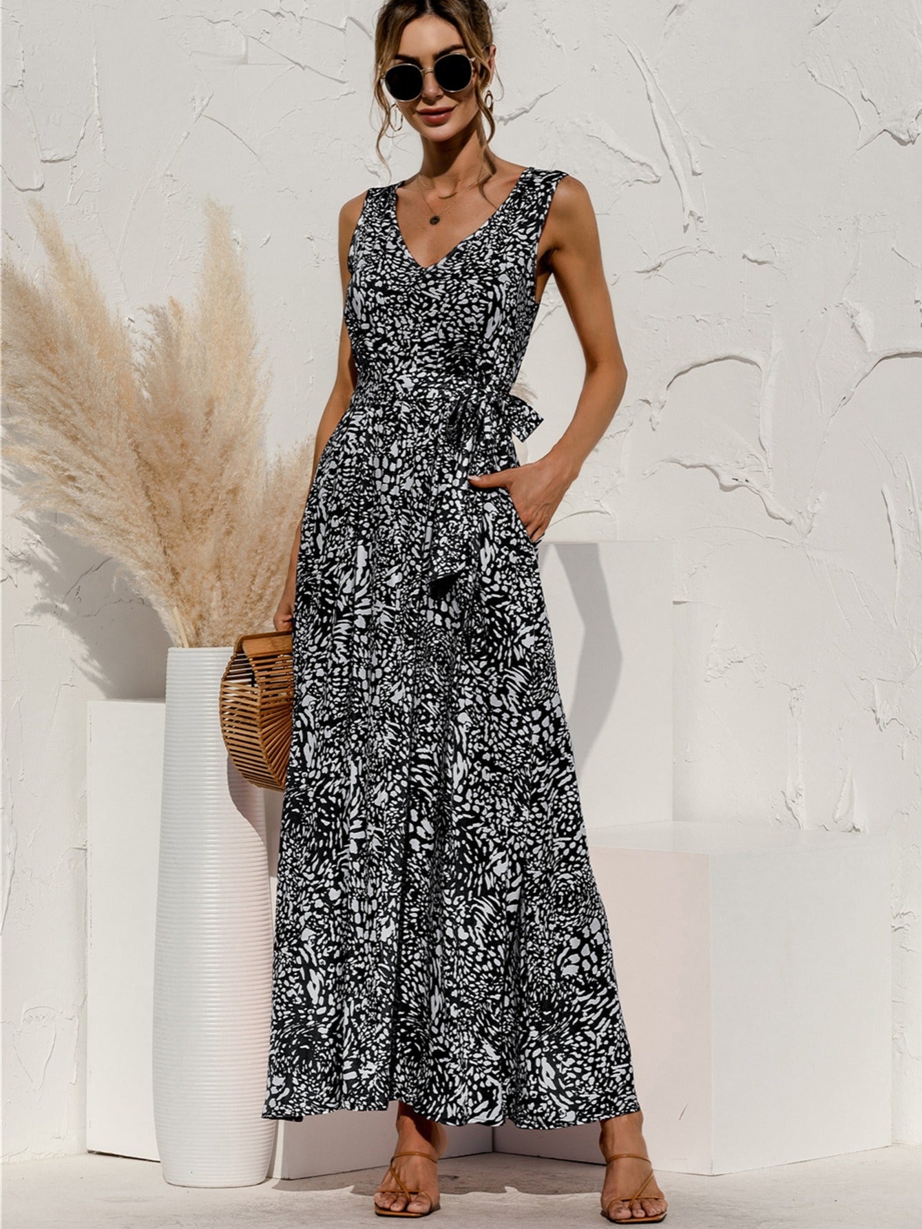 Women's Dresses V Neck Floral Print Maxi Dresses