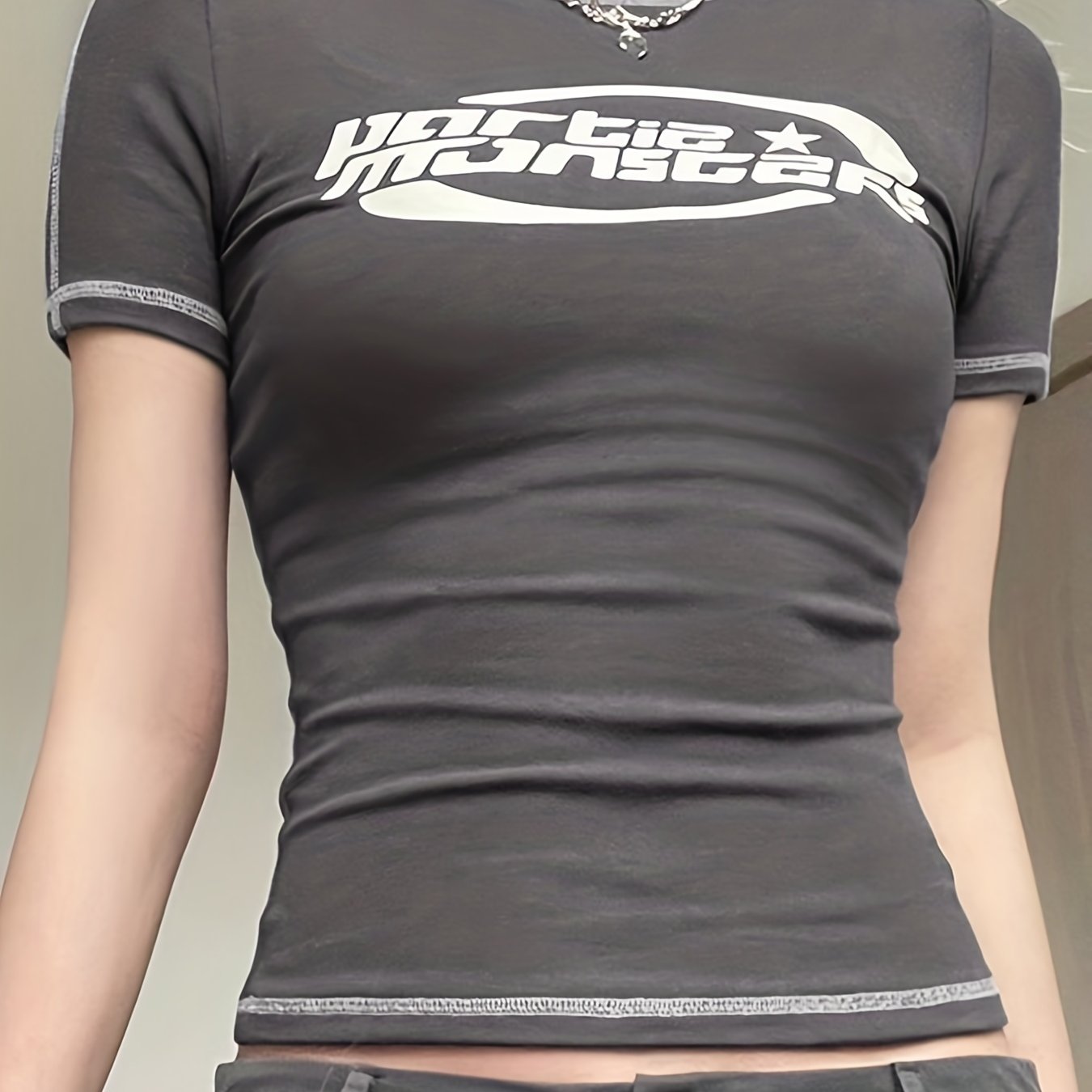 Sixsr Y2K Short Sleeve T-Shirt, Summer Casual Top, Women's Clothing