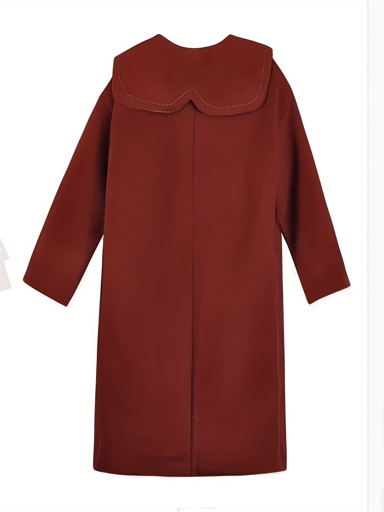 Sixsr Peter Pan Collar Patched Pockets Overcoat, Preppy Long Sleeve Button Front Overcoat, Women's Clothing