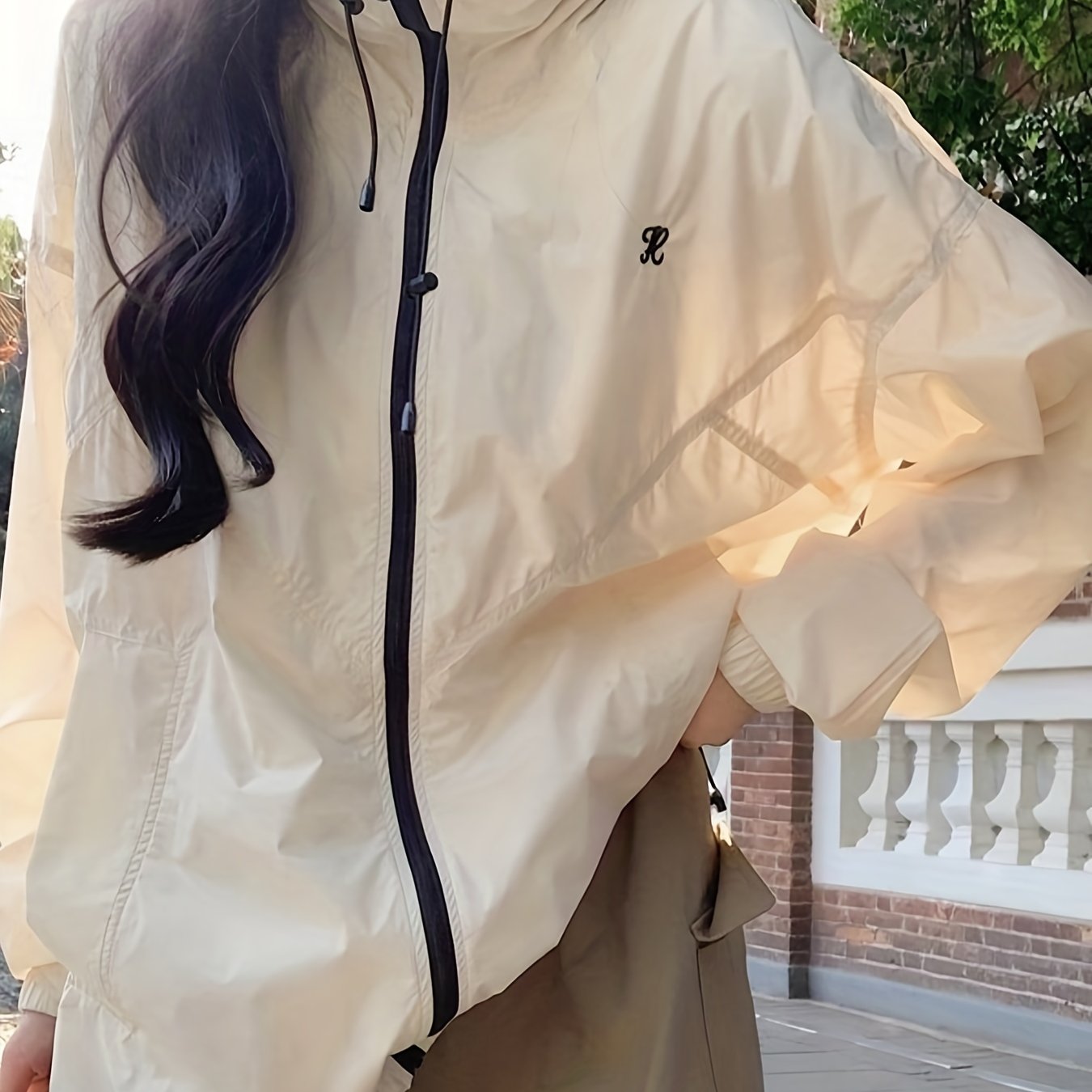 Sixsr Zip Up Windproof Jacket, Casual High Neck Long Sleeve Outerwear, Women's Clothing