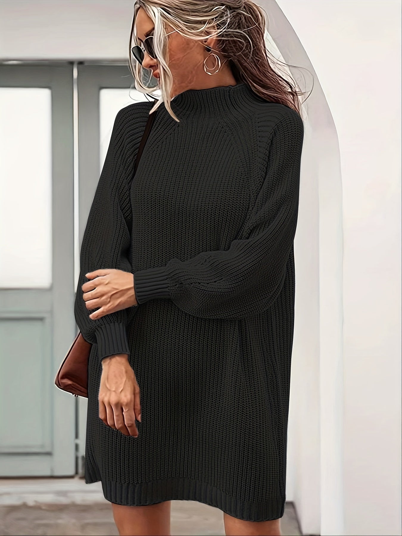 Sixsr Solid Knitted Pullover Top, Casual Turtleneck Long Sleeve Sweater For Fall & Winter, Women's Clothing