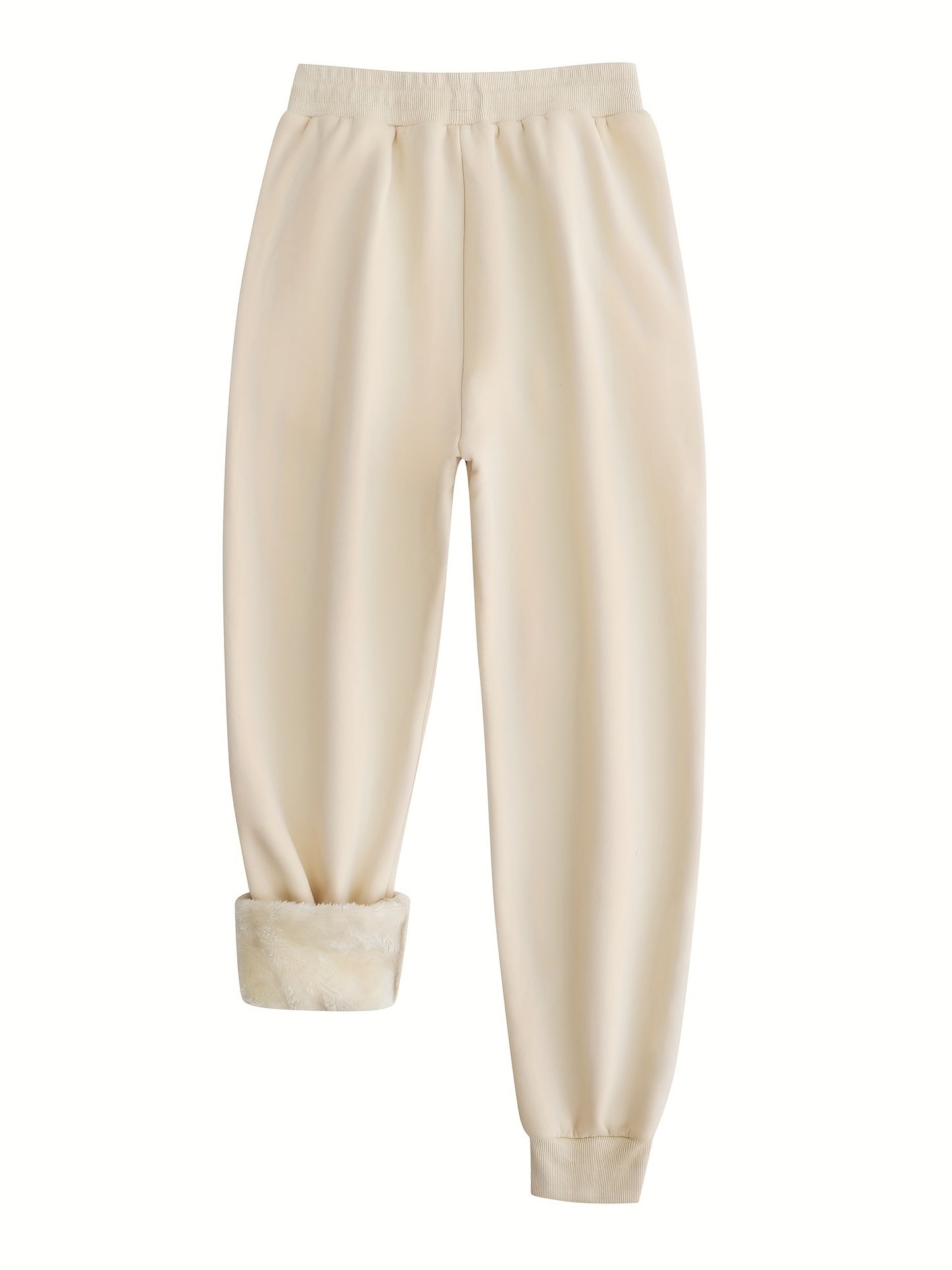 Sixsr Winter Plush Thermal Pants, Casual Drawstring Pocket Pants, Women's Clothing
