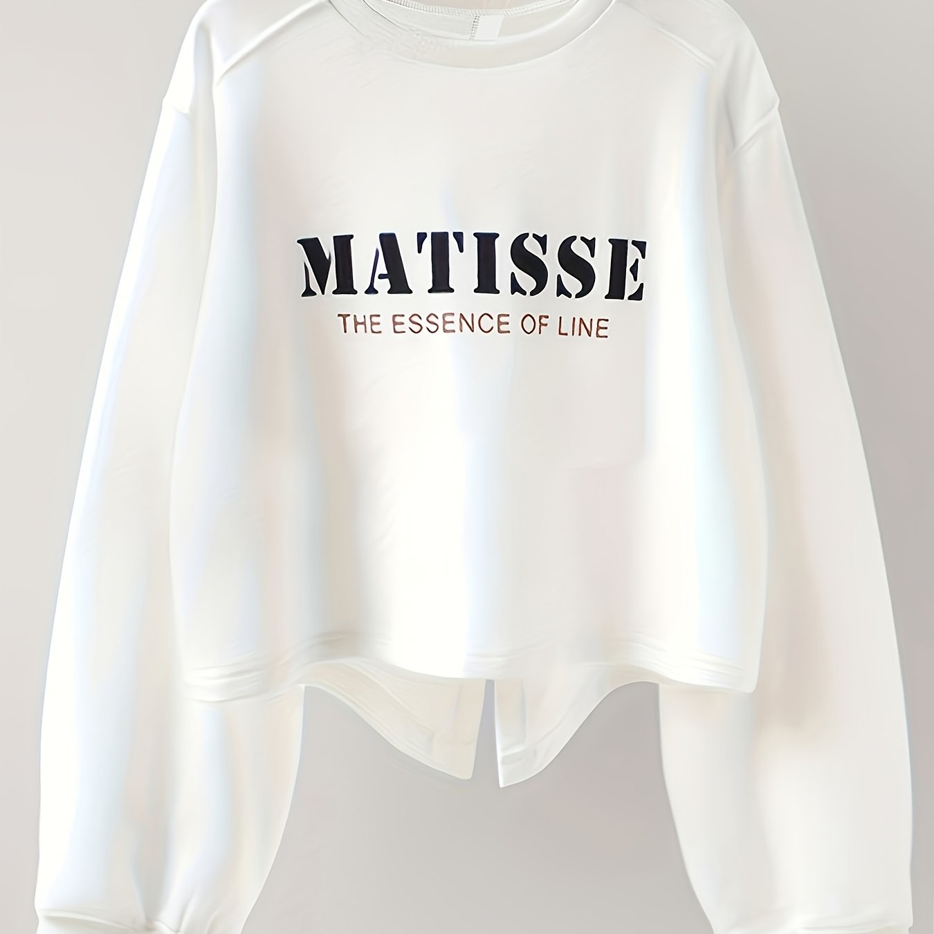 Sixsr Letter Print Split Back Pullover Sweatshirt, Casual Long Sleeve Crew Neck Sweatshirt For Spring & Fall, Women's Clothing