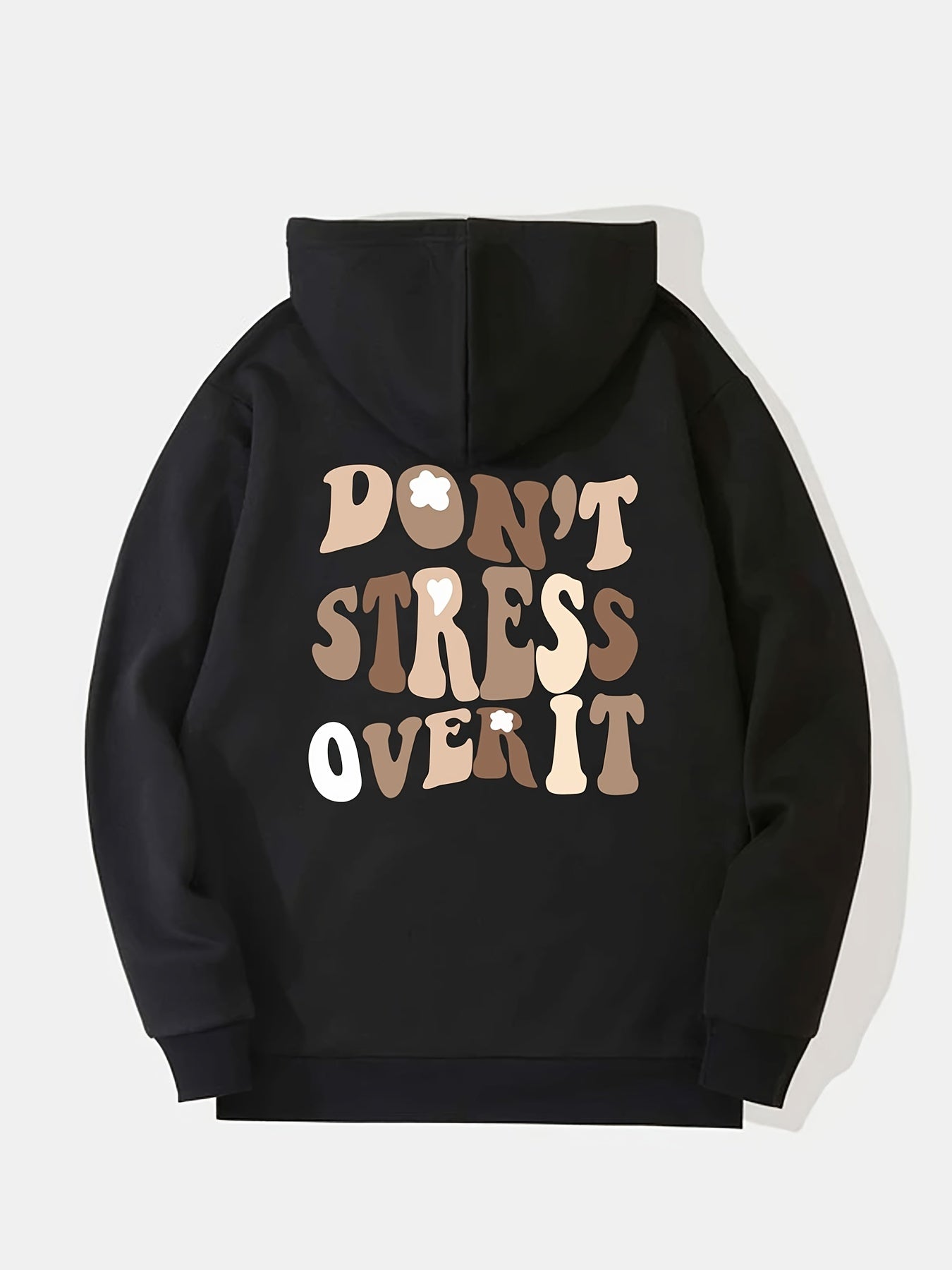 Sixsr Letters Graphic Hoodies, Long Sleeve Casual Everyday Kangaroo Pullover Tee Shirt, Women's Clothing
