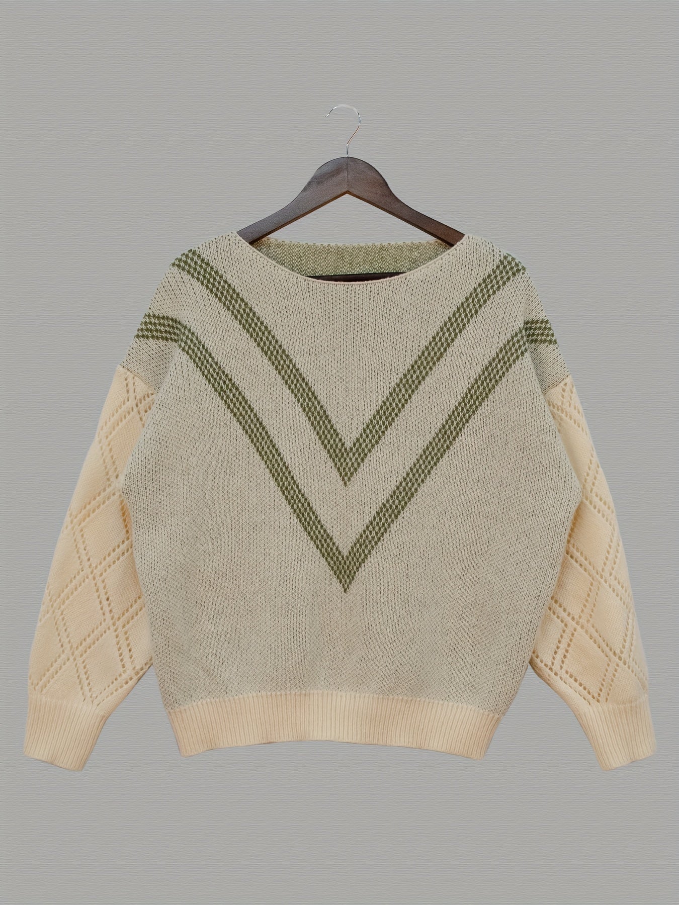 Sixsr Plus Size Casual Sweater, Women's Plus Stripe Print Long Sleeve Round Neck Jumper