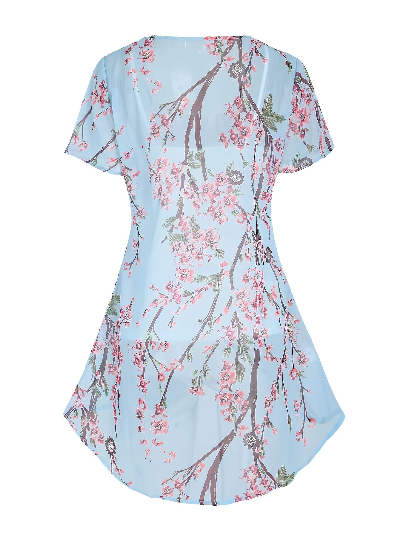 Women's Floral Print Two-piece Set - Casual Tank Top & Open Front Kimono Outfit for Comfortable and Stylish Look