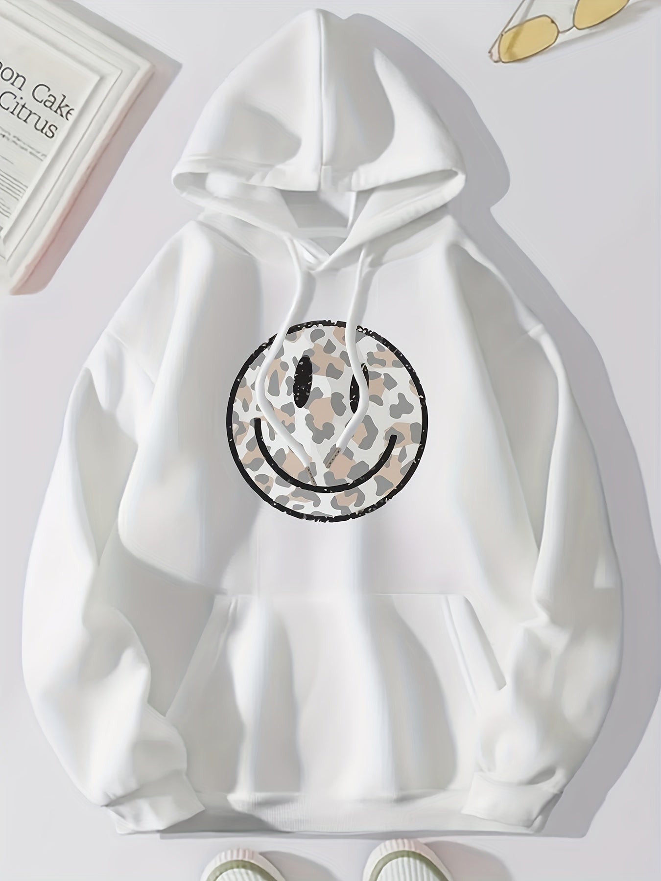 Sixsr Leopard Print Face Graphic Hoodies, Drawstring Kangaroo Pocket Casual Sweatshirt For Spring & Fall, Women's Clothing