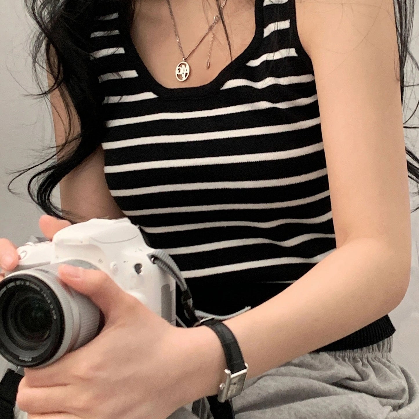 Sixsr Striped Knitted Tank Top, Sleeveless Casual Sweater, Women's Clothing