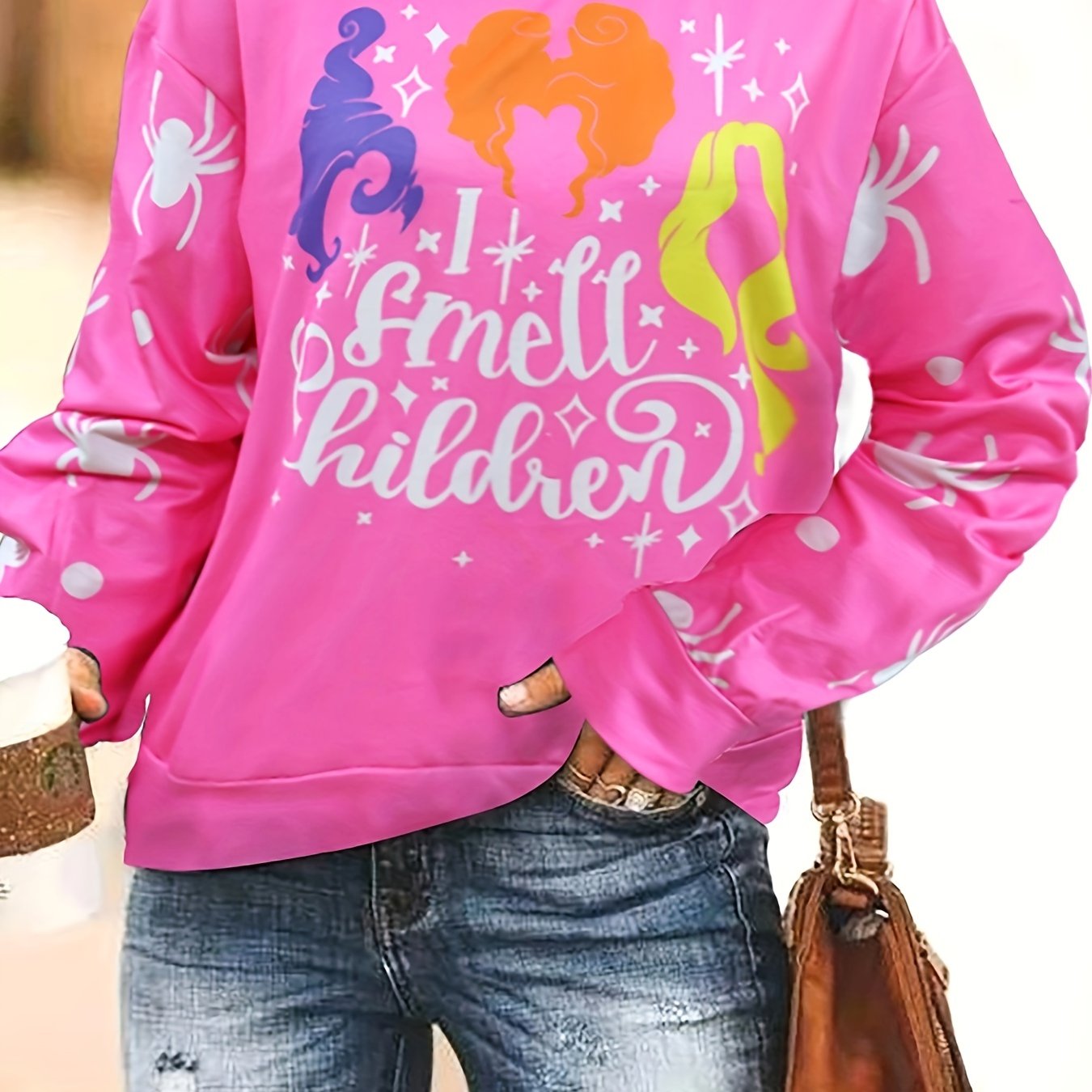 Sixsr Halloween Graphic Print Sweatshirt, Casual Crew Neck Long Sleeve Sweatshirt, Women's Clothing