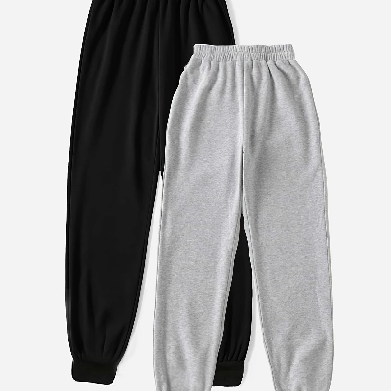 Sixsr Solid Workout 2 Pieces Pants, Casual Elastic Waist Jogger Pants, Women's Clothing