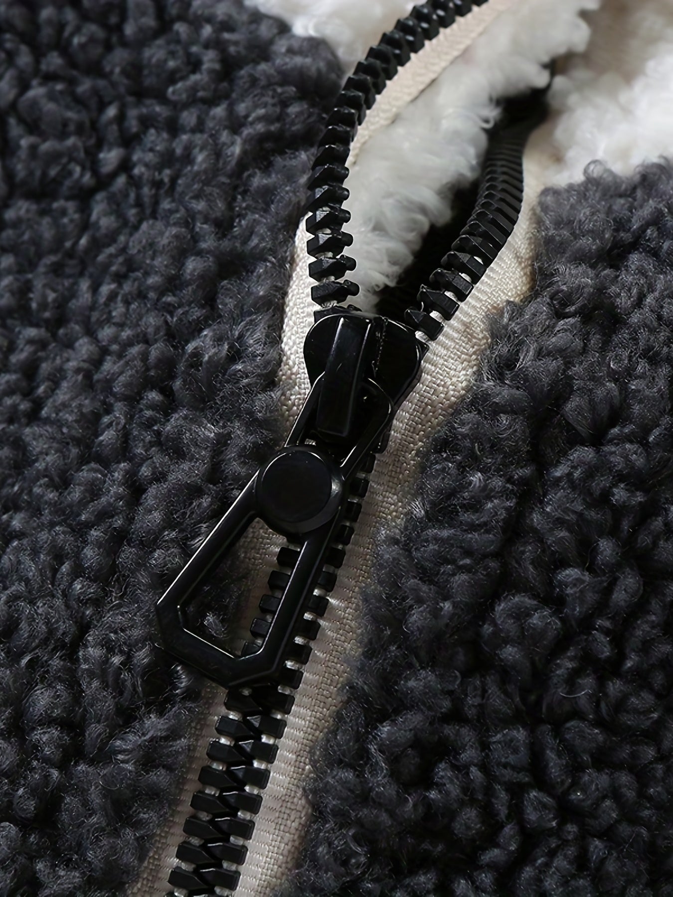 Sixsr Warm Plush Fleece Jacket, Men's Casual Color Block Stand Collar Jacket Coat For Fall Winter