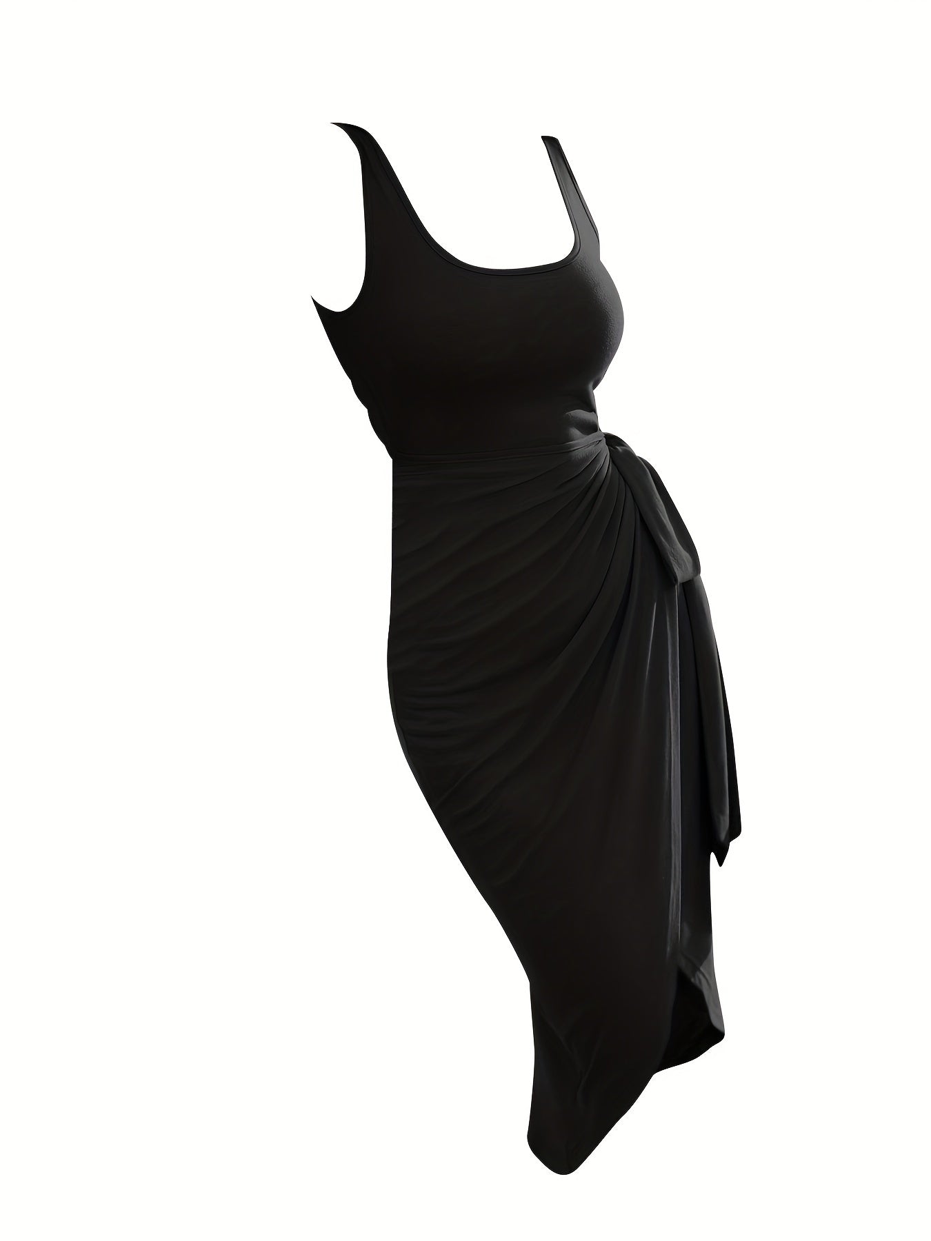 Sixsr Knotted Squared Neck Dress, Sexy Slim Sleeveless Dipped Hem Dress, Women's Clothing