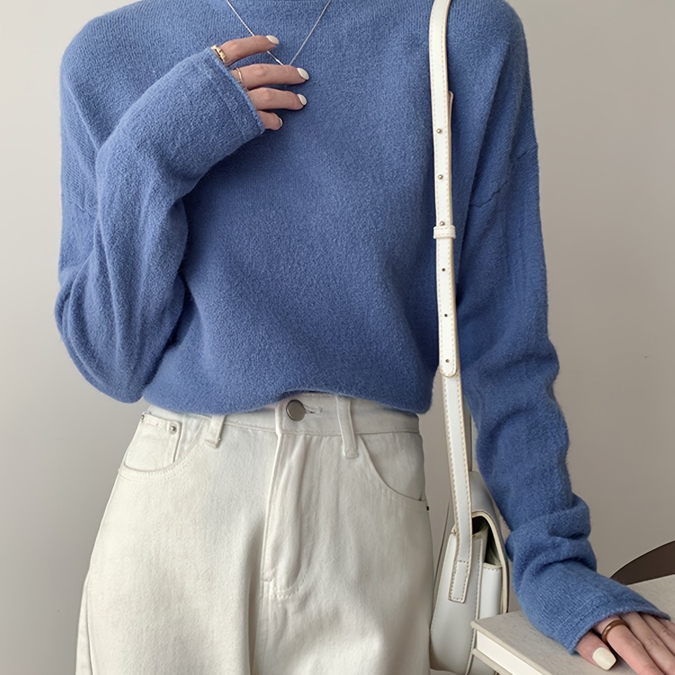 Sixsr Solid Turtle Neck Pullover Sweater, Casual Long Sleeve Versatile Inner Wear Sweater, Women's Clothing