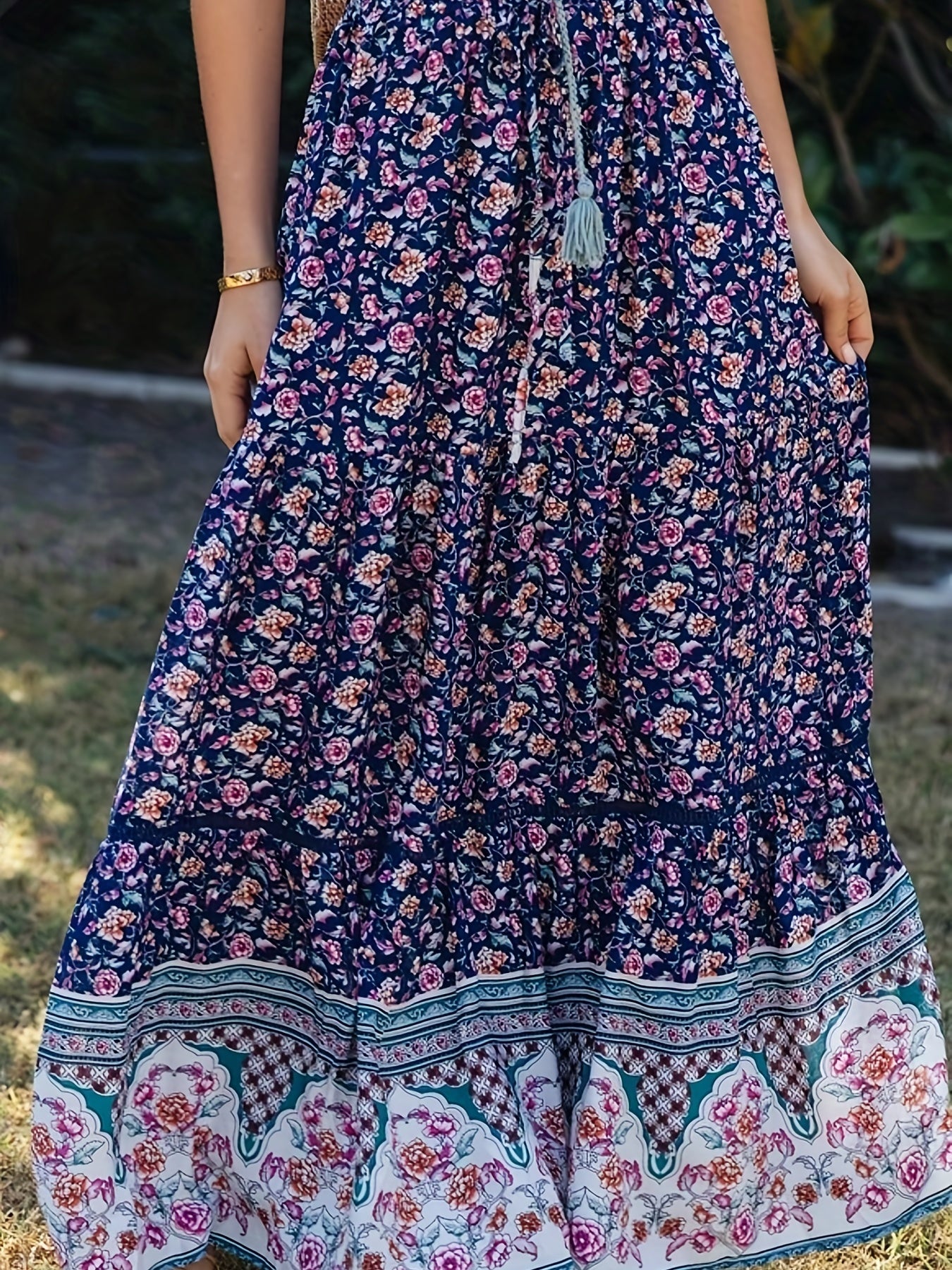 Sixsr Floral Print Ankle Skirt, Boho High Waist Skirt For Spring & Summer, Women's Clothing