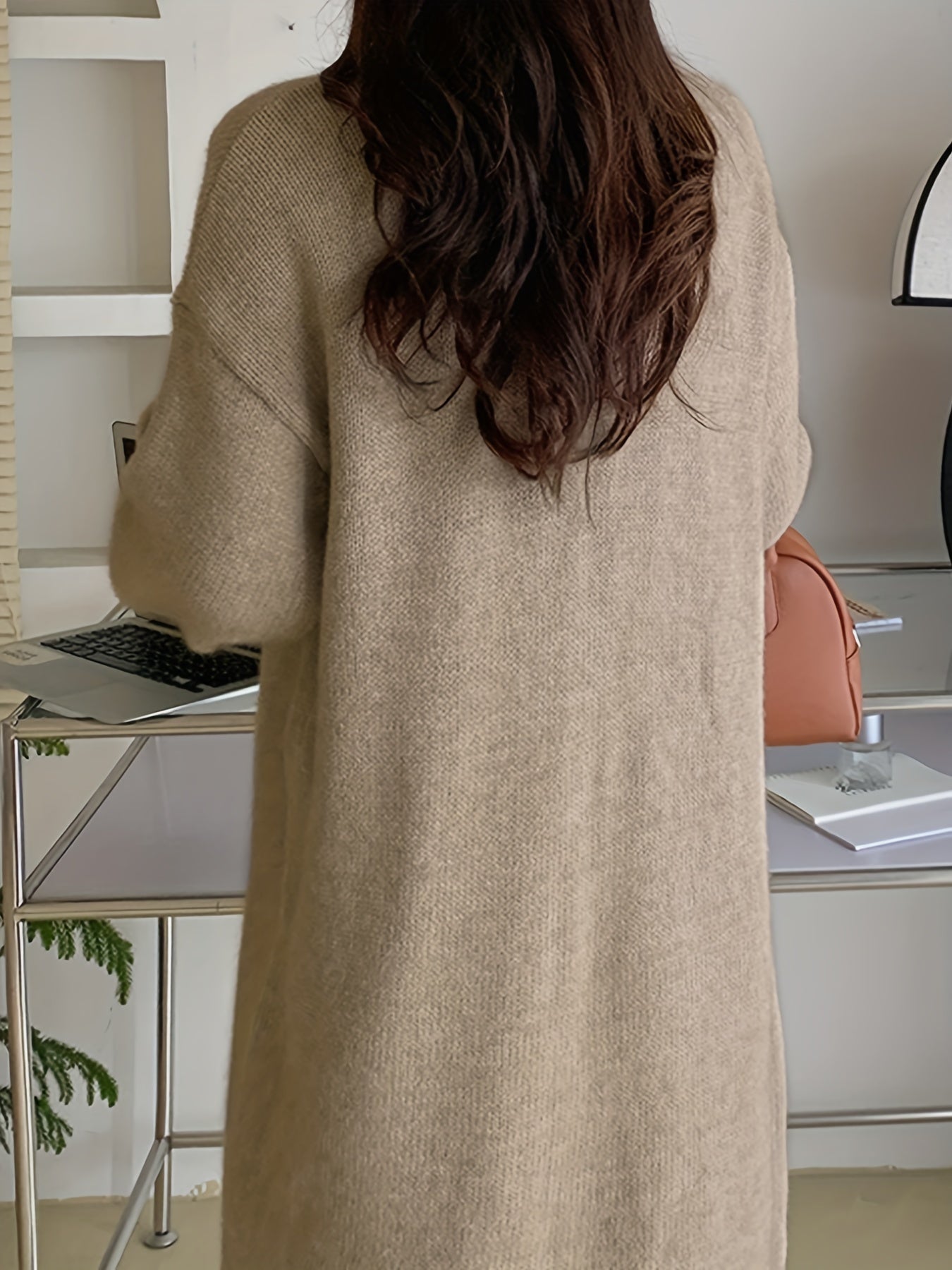 Sixsr Solid Open Front Cardigan, Elegant Long Sleeve Cardigan For Spring & Fall, Women's Clothing