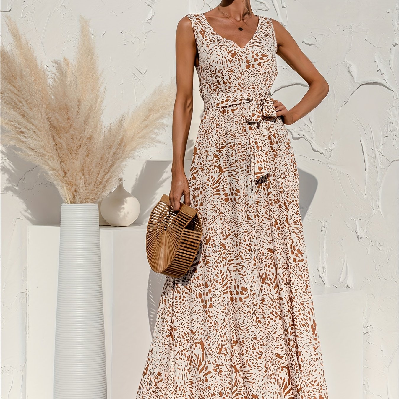 Women's Dresses V Neck Floral Print Maxi Dresses