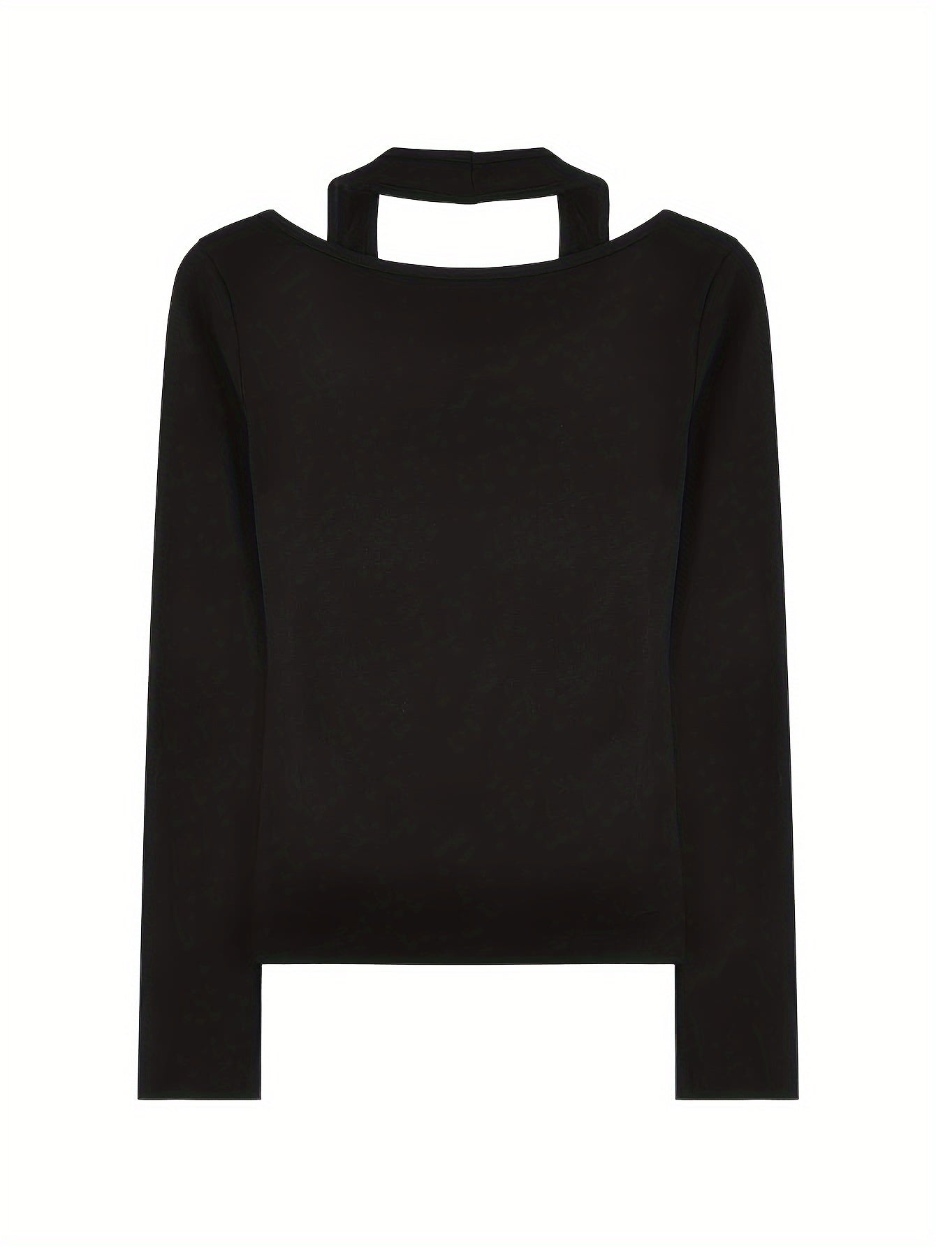 Sixsr Faux Twinset Halter Neck Top, Casual Long Sleeve Button Top For Spring & Fall, Women's Clothing