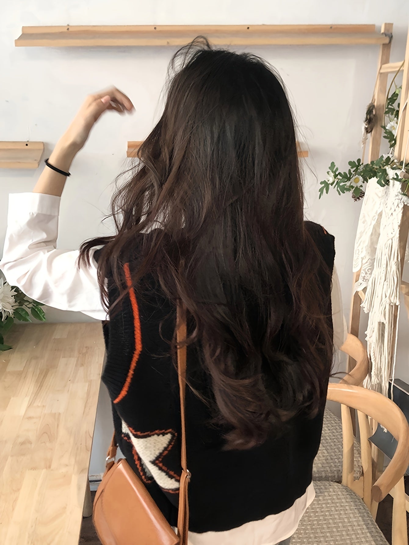 Sixsr Graphic Printed Knitted Sweater Vest, Casual V-neck Sweater Vest For Fall & Winter, Women's Clothing