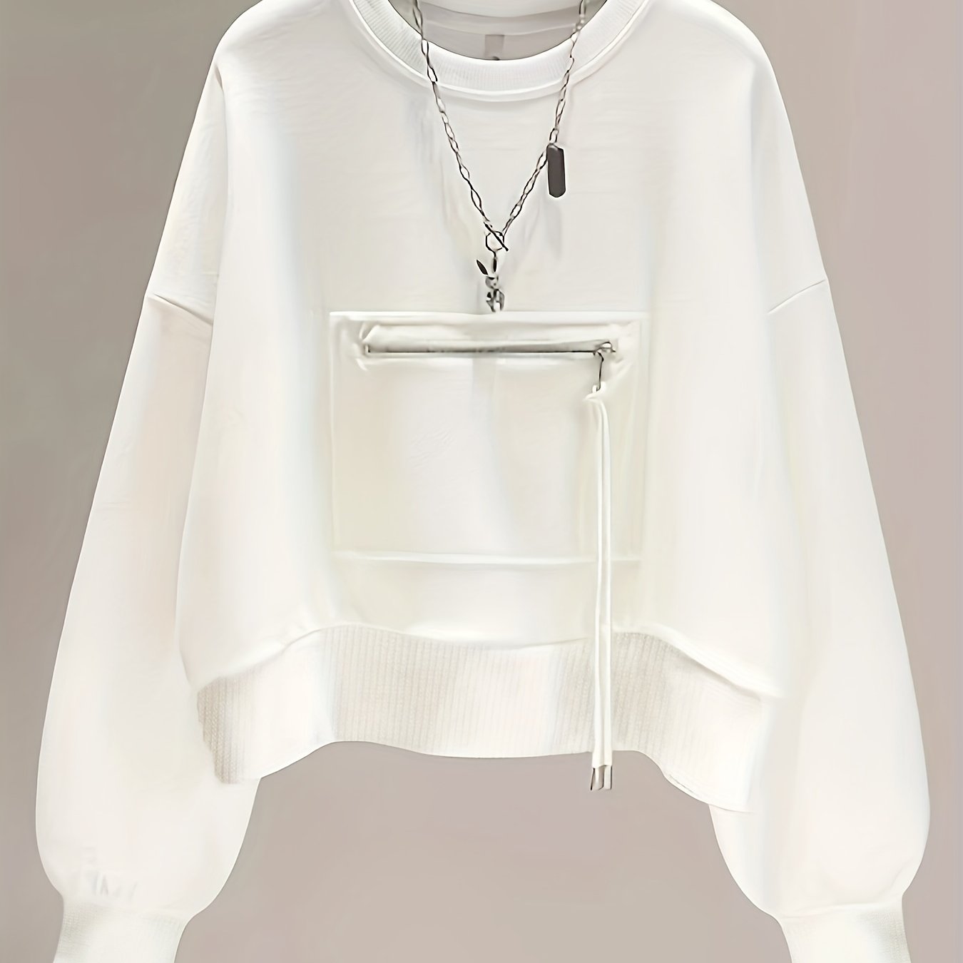 Sixsr Solid Zip Front Pullover Sweatshirt, Casual Long Sleeve Crew Neck Sweatshirt For Fall & Winter, Women's Clothing
