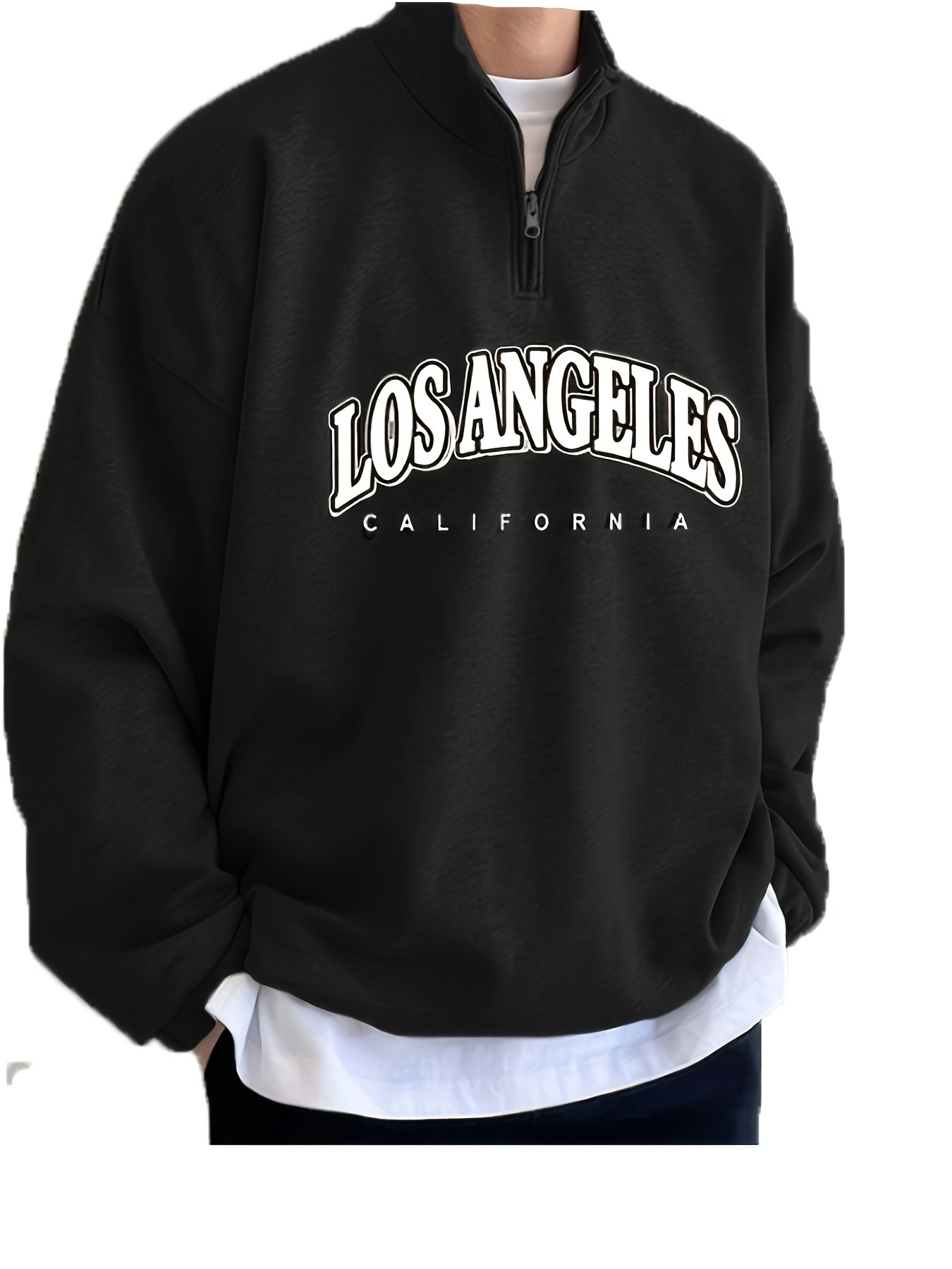 Sixsr Men's Fashion Trendy Letter Print Lapel Collar Long Sleeve Casual Sports Sweatshirt,Suitable For Outdoor Sports