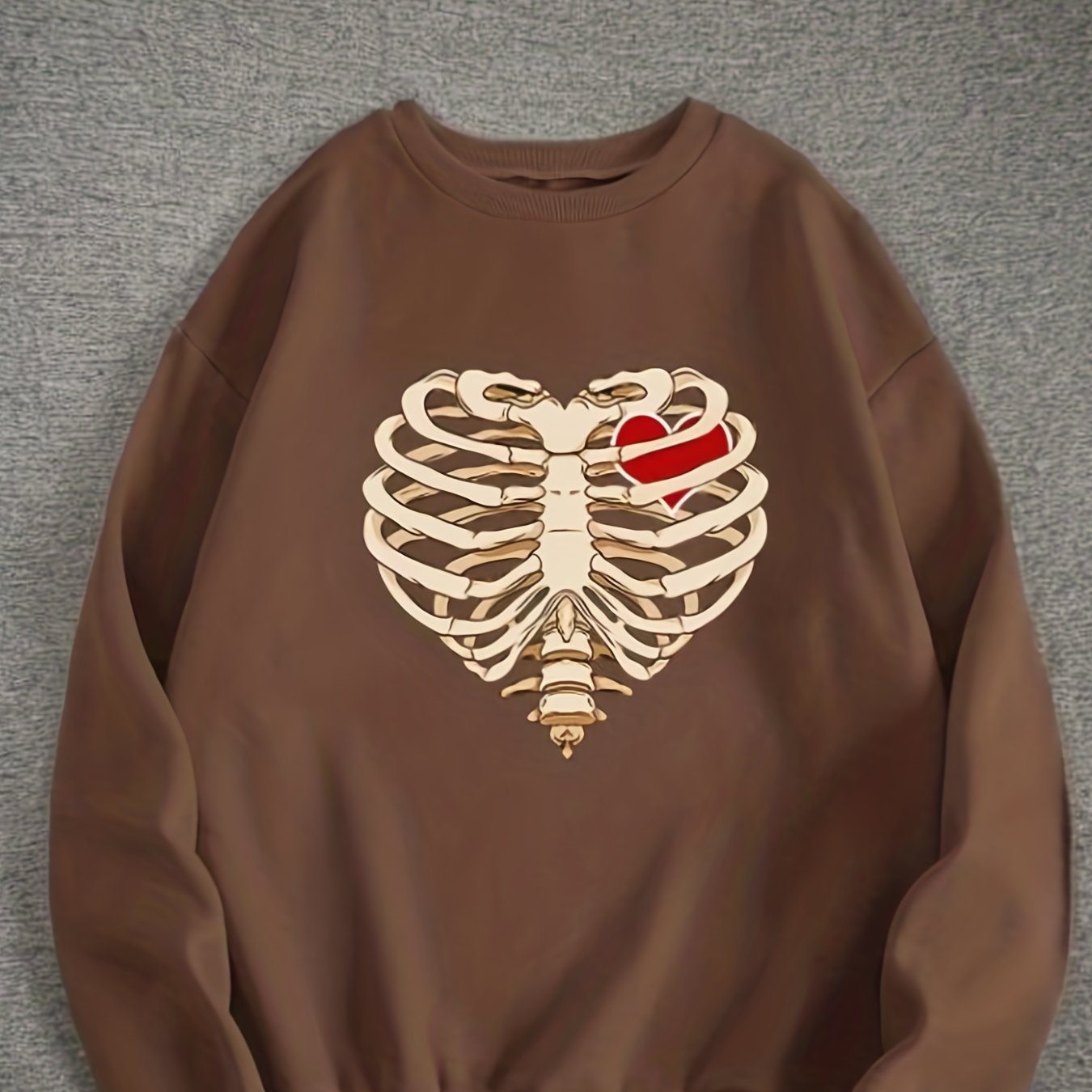 Sixsr Skeleton Print Pullover Sweatshirt, Casual Long Sleeve Crew Neck Sweatshirt For Fall & Winter, Women's Clothing