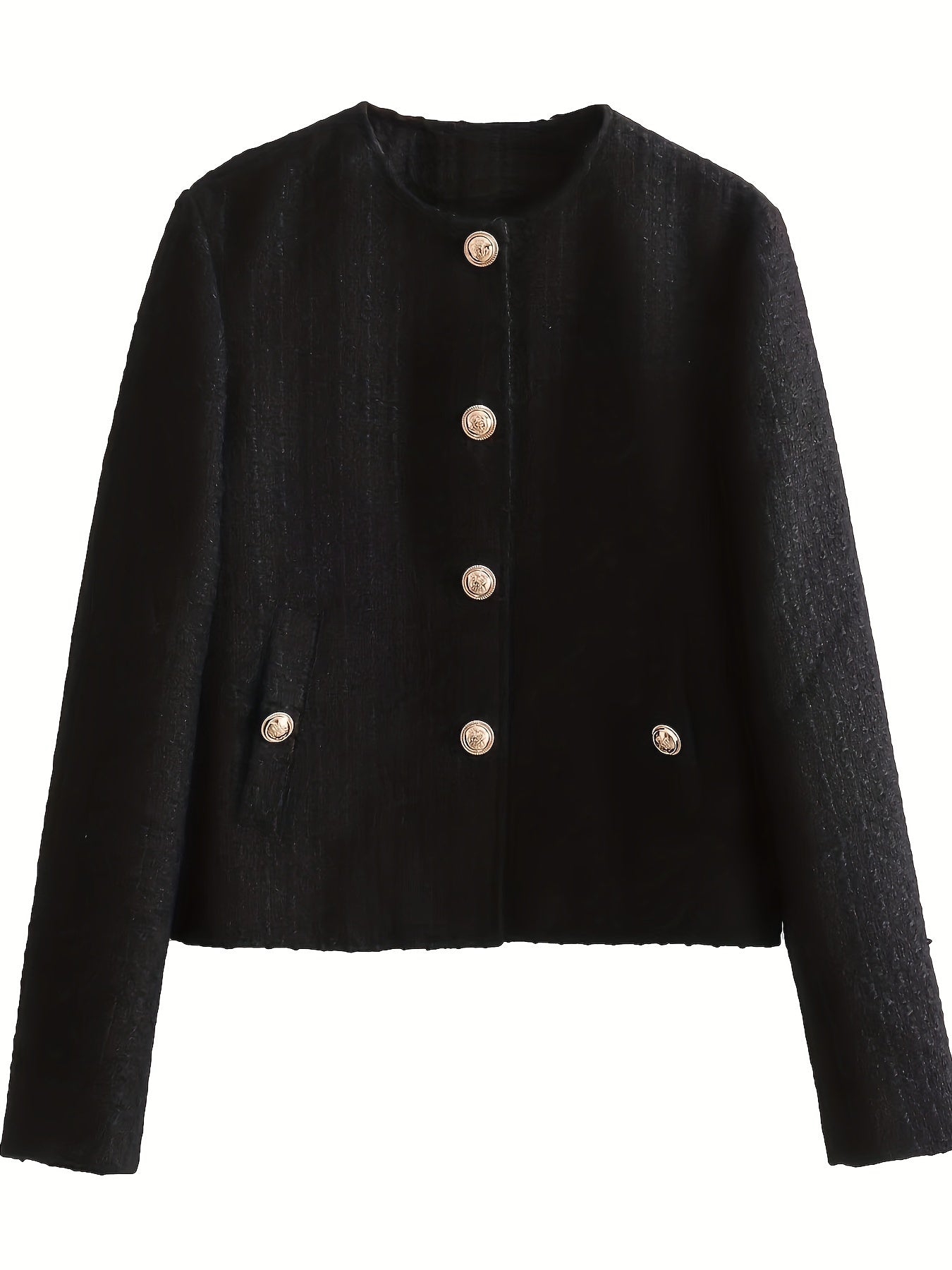 Sixsr Solid Single Breasted Jacket, Elegant Long Sleeve Outwear For Fall & Winter, Women's Clothing