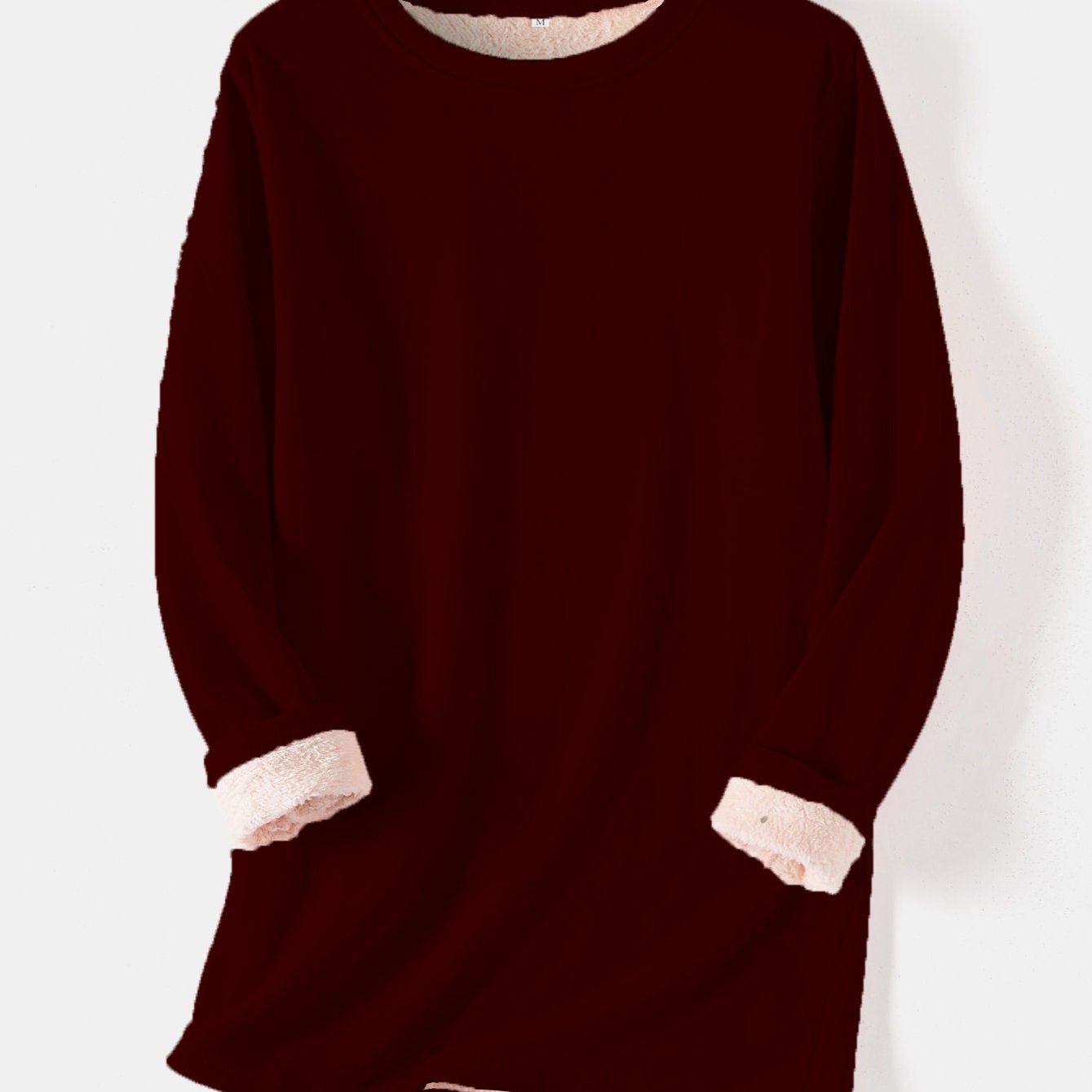 Sixsr Women's Pullover Winter Warm Plush Lining Long Sleeve Sweatshirt, Slim Fit Warm Top, Women's Clothing