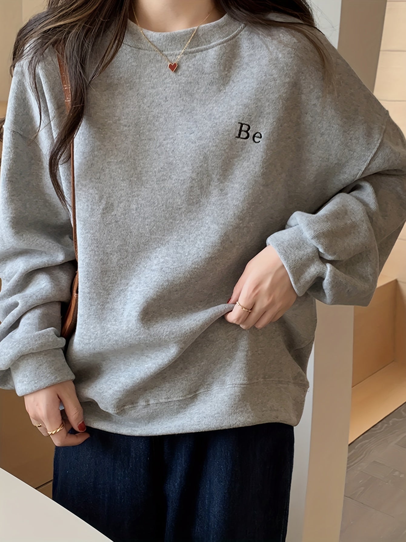 Sixsr Letter Pattern Pullover Sweatshirt, Casual Long Sleeve Crew Neck Sweatshirt For Fall & Winter, Women's Clothing