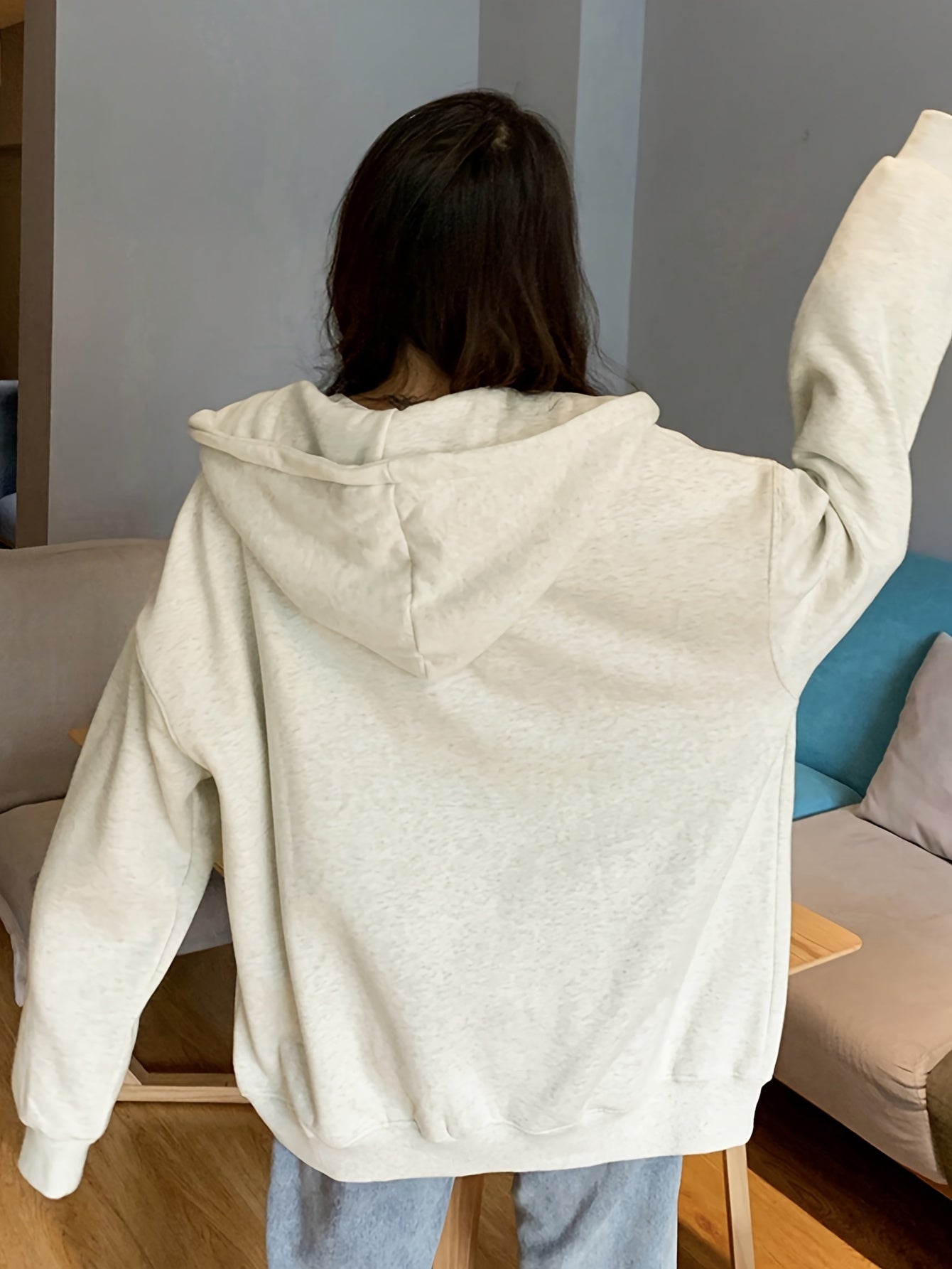 Sixsr Zipper Drawstring Hooded, Casual Long Sleeve With Pocket Hooded, Women's Clothing
