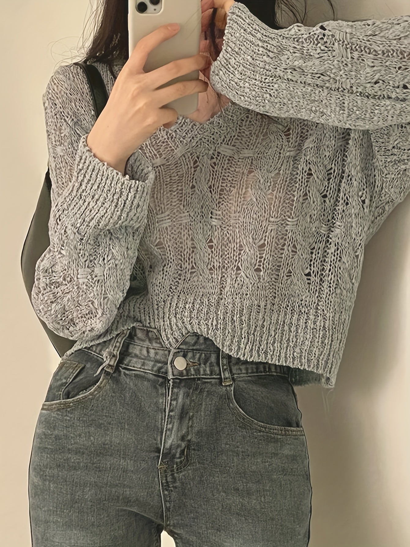 Solid V Neck Pullover Sweater, Casual Long Sleeve Thin Knit Sweater, Women's Clothing