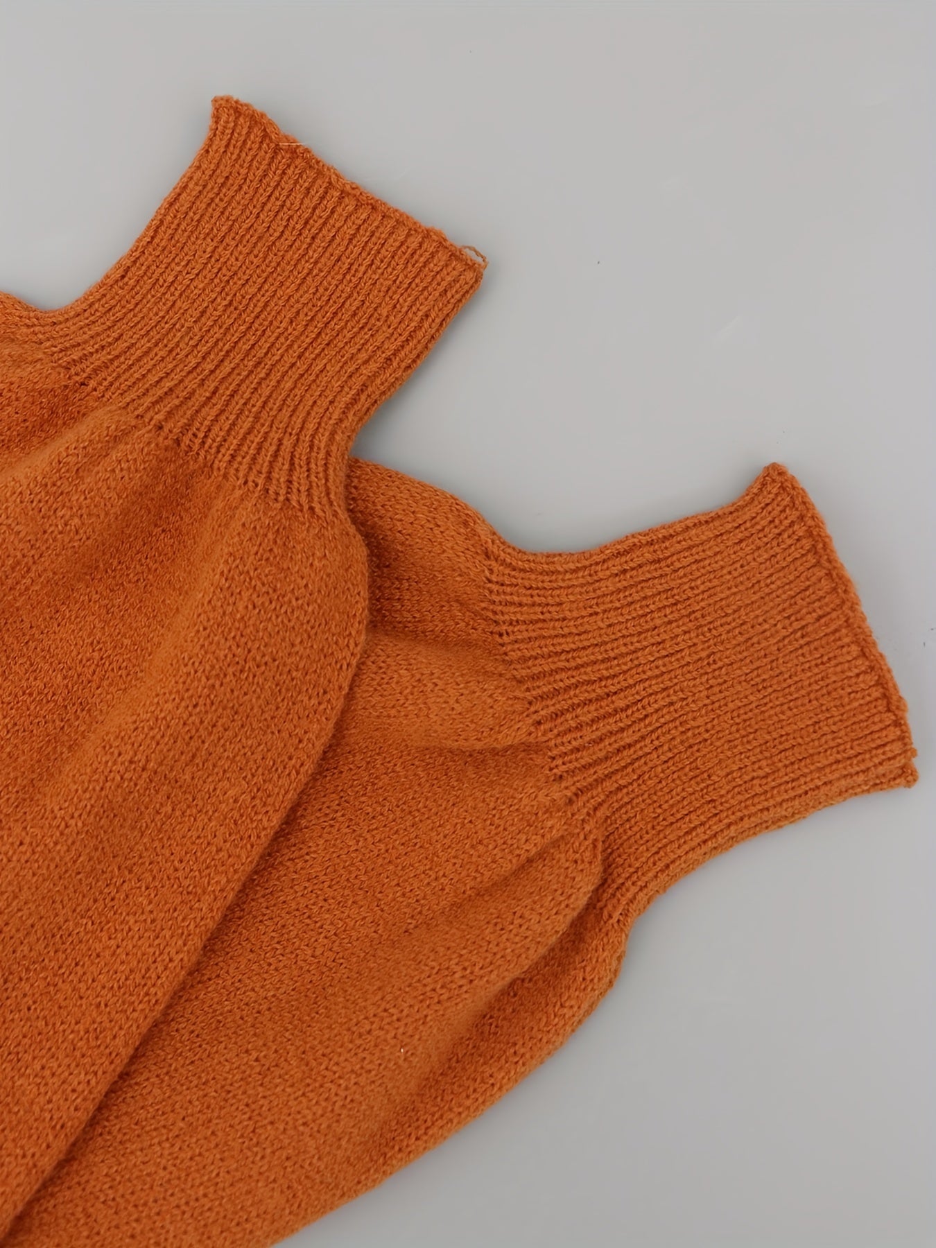 Sixsr Plus Size Casual Sweater, Women's Plus Solid Lantern Sleeve Round Neck Medium Stretch Jumper