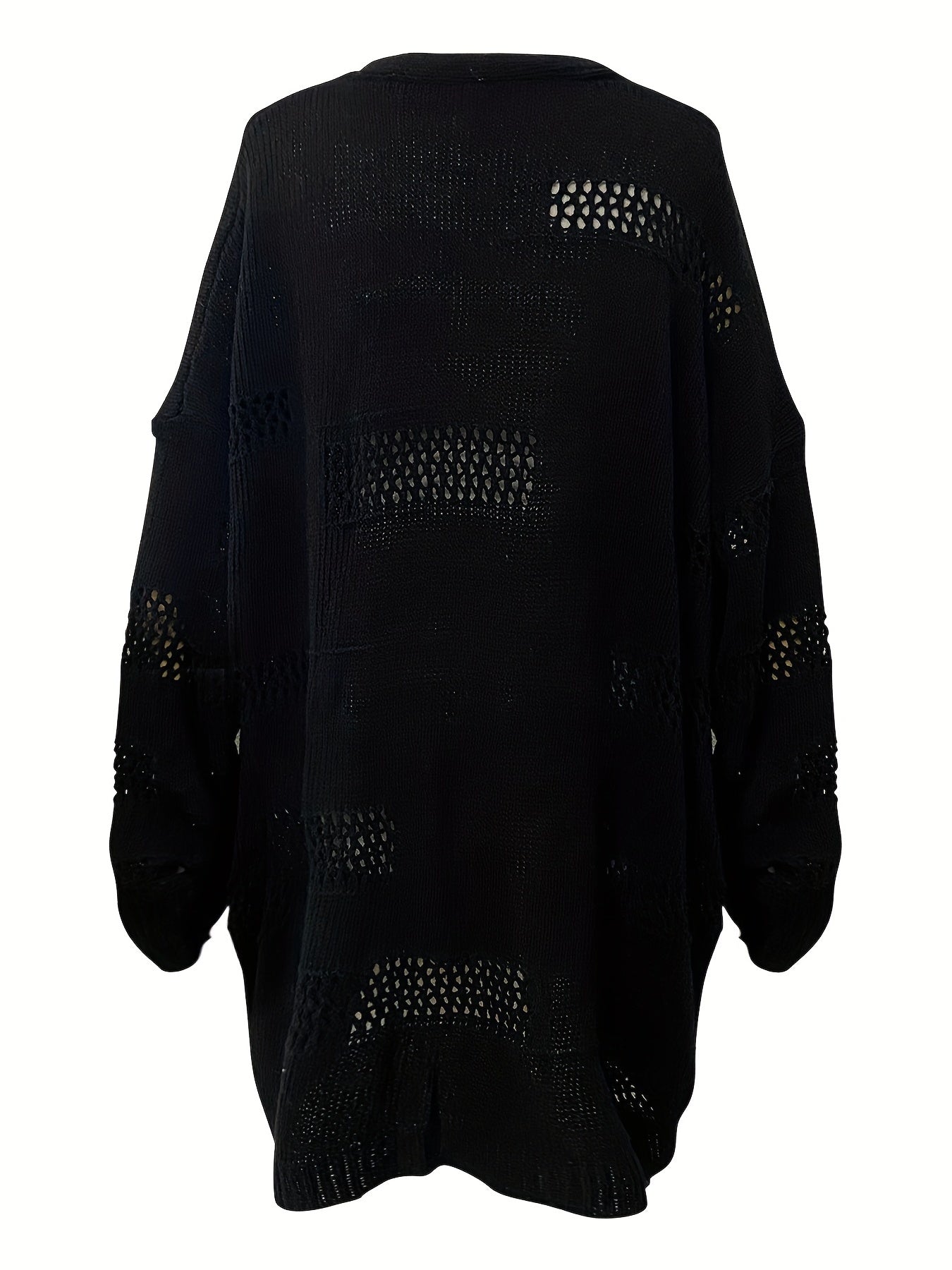 Sixsr Open Front Drop Shoulder Cardigan, Casual Long Sleeve Cardigan For Fall & Winter, Women's Clothing