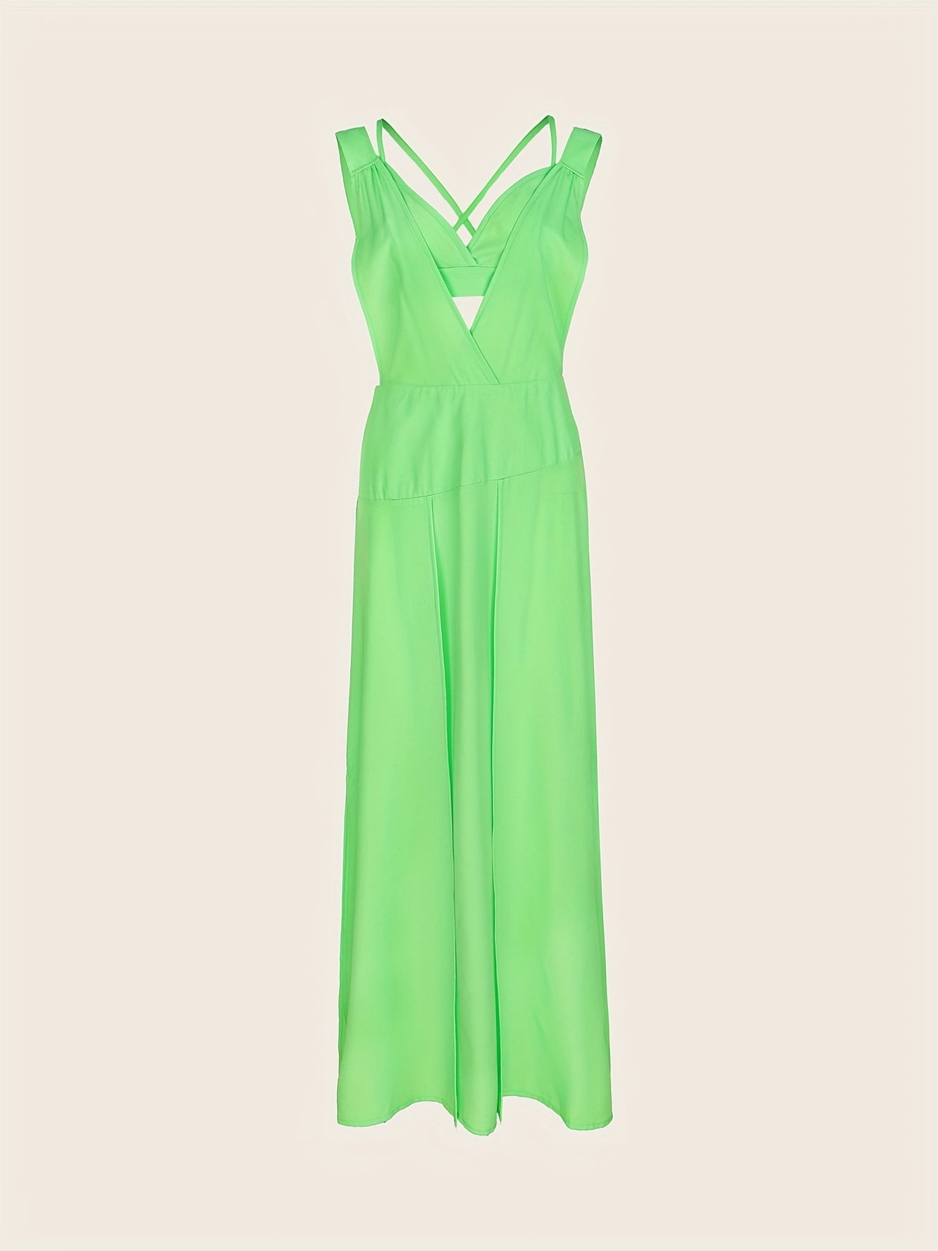 Sexy Solid Two-piece Set, Backless Crop Cami Top & Split Tank Dress Outfits, Women's Clothing