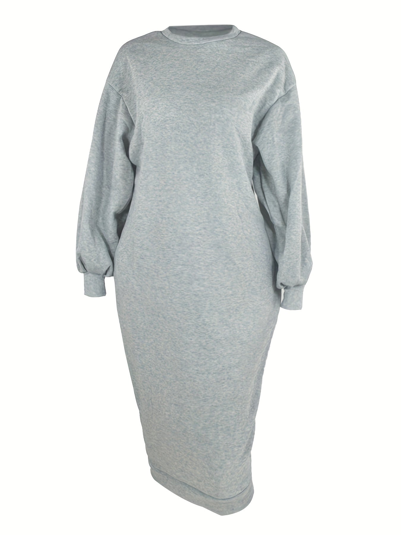 Sixsr Solid Simple Midi Dress, Casual Crew Neck Bodycon Dress, Women's Clothing