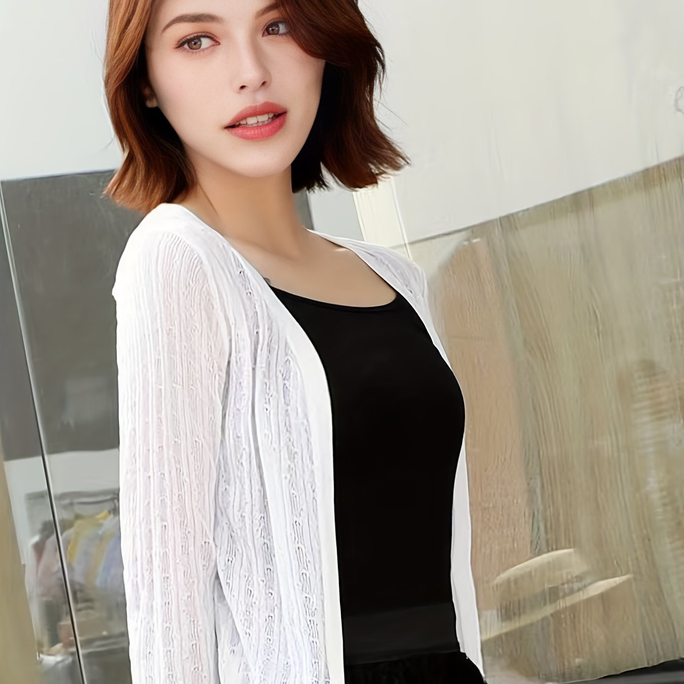 Sixsr Solid Simple Knit Cardigan, Elegant 3/4 Sleeve Versatile Sweater, Women's Clothing