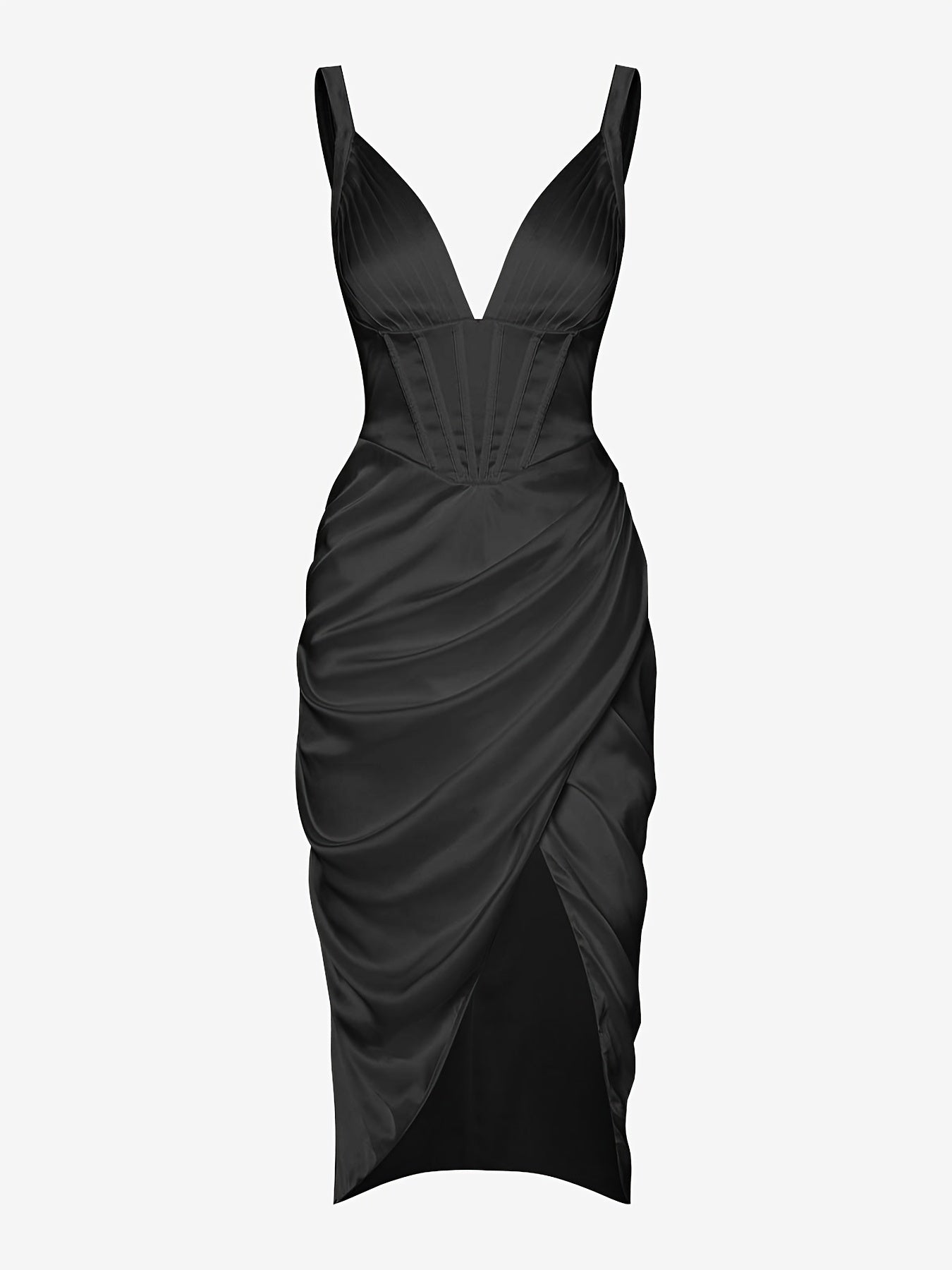 Sexy Backless Slim Deep V Neck Dress, Casual Every Day Dress For Spring & Fall, Women's Clothing