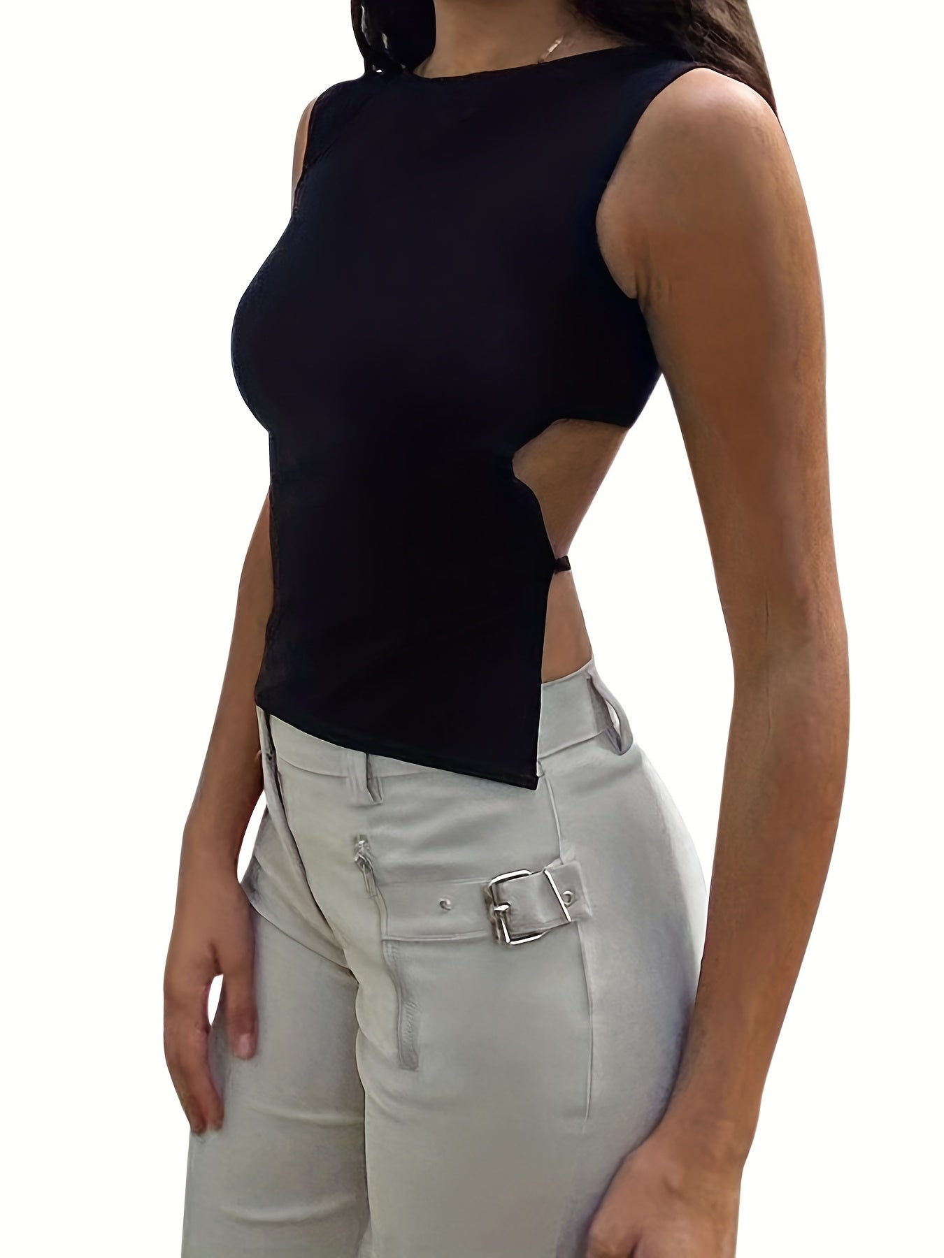 Sixsr Y2K Sleeveless Tank Top, Casual Every Day Top For Summer & Spring, Women's Clothing