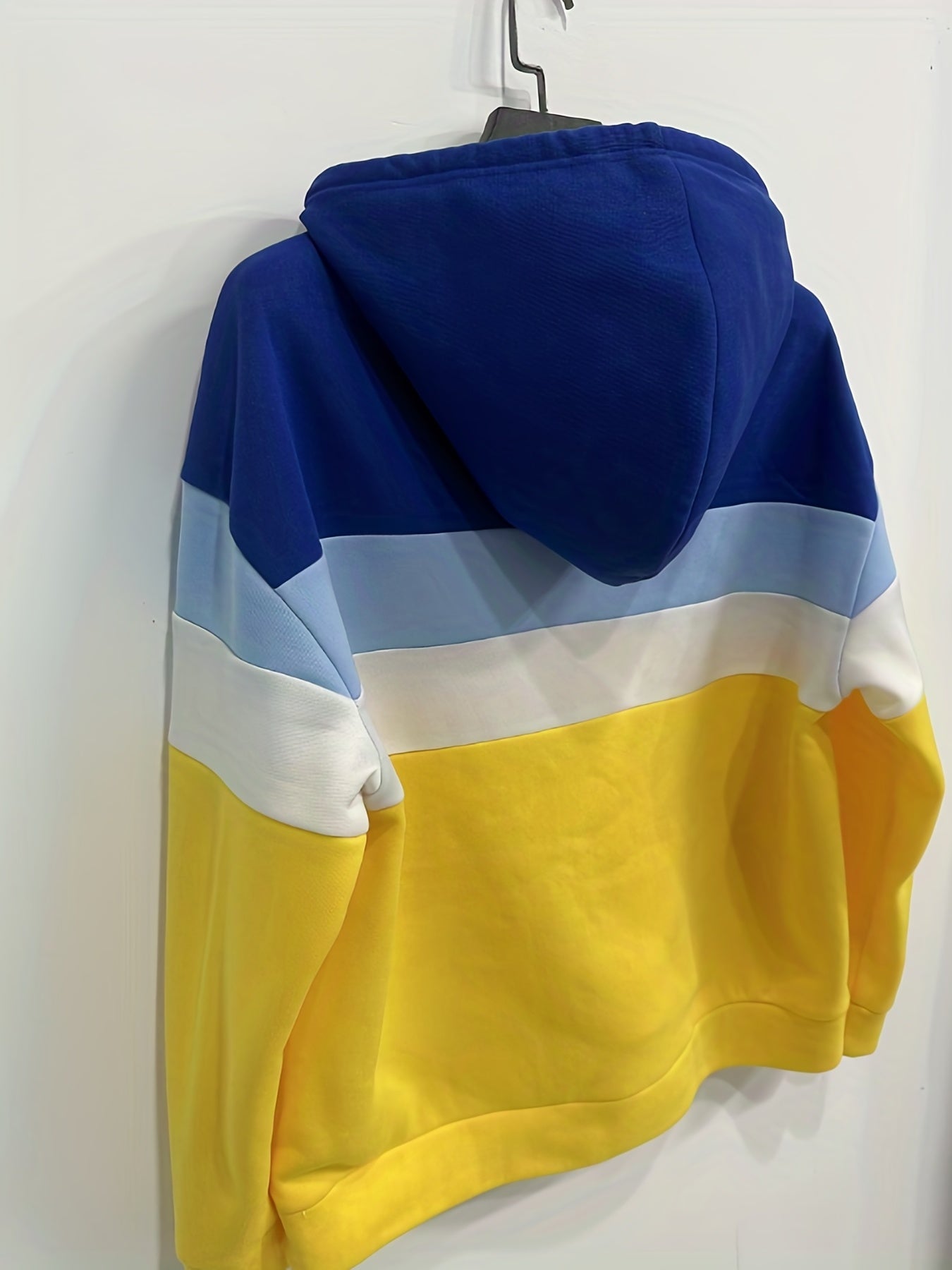 Sixsr Plus Size Casual Sweatshirt, Women's Plus Colorblock Long Sleeve Drawstring Hoodie Sweatshirt