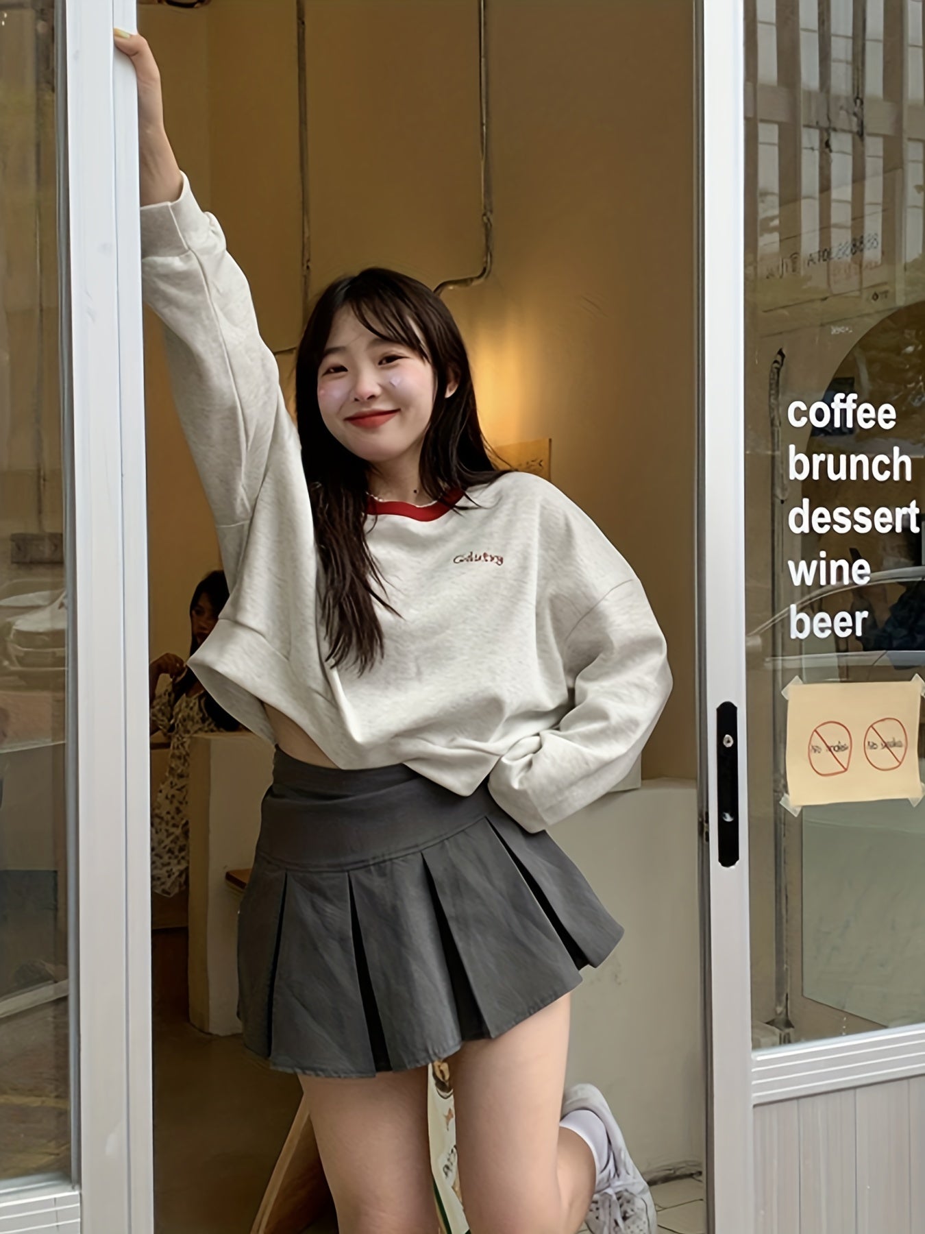 Sixsr Crew Neck Pullover Sweatshirt, Casual Long Sleeve Crop Sweatshirt For Spring & Fall, Women's Clothing