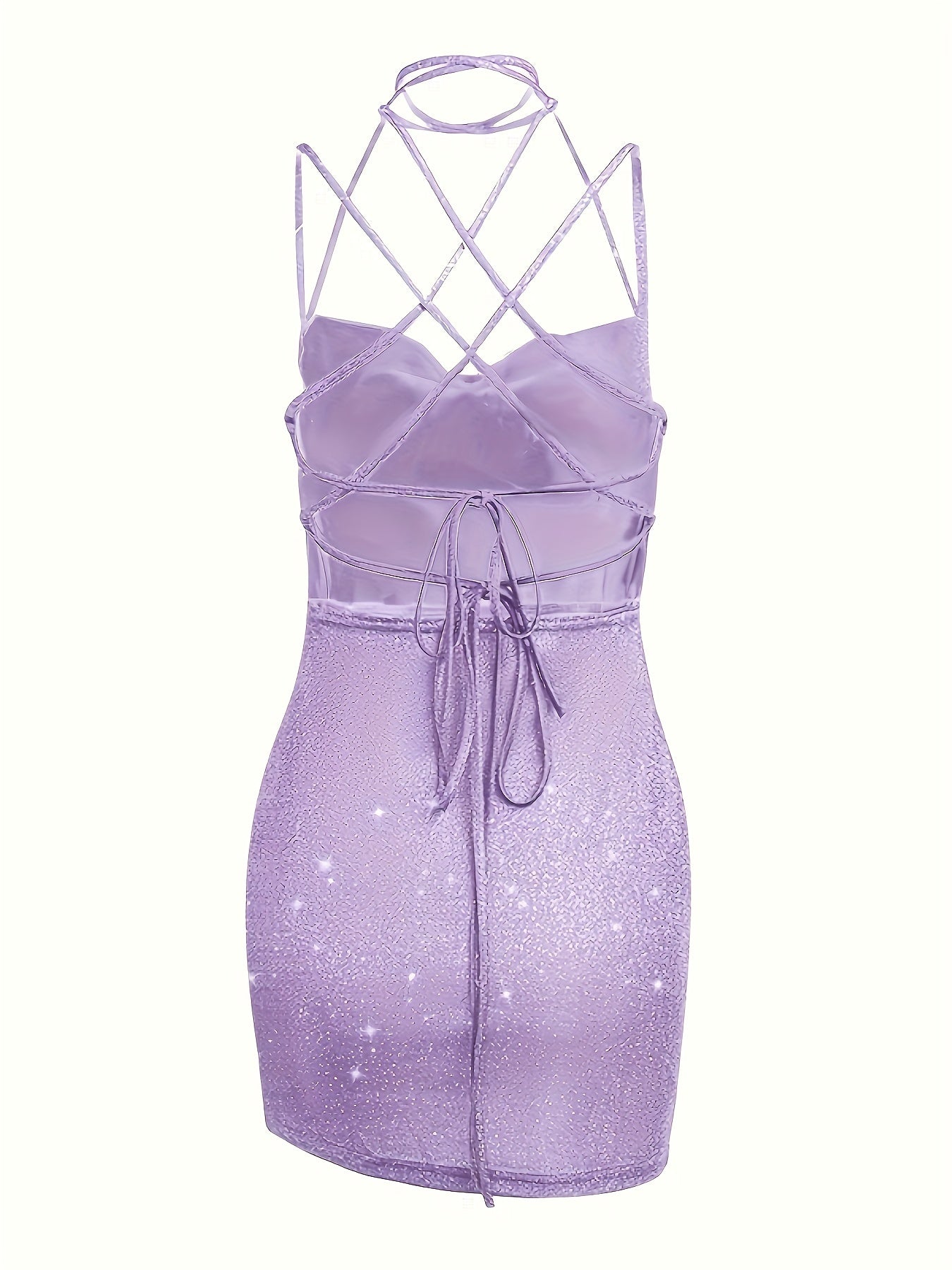 Sixsr Spaghetti Strap Cowl Neck Dress, Elegant Sleeveless Tie Back Backless Bodycon Dress, Women's Clothing
