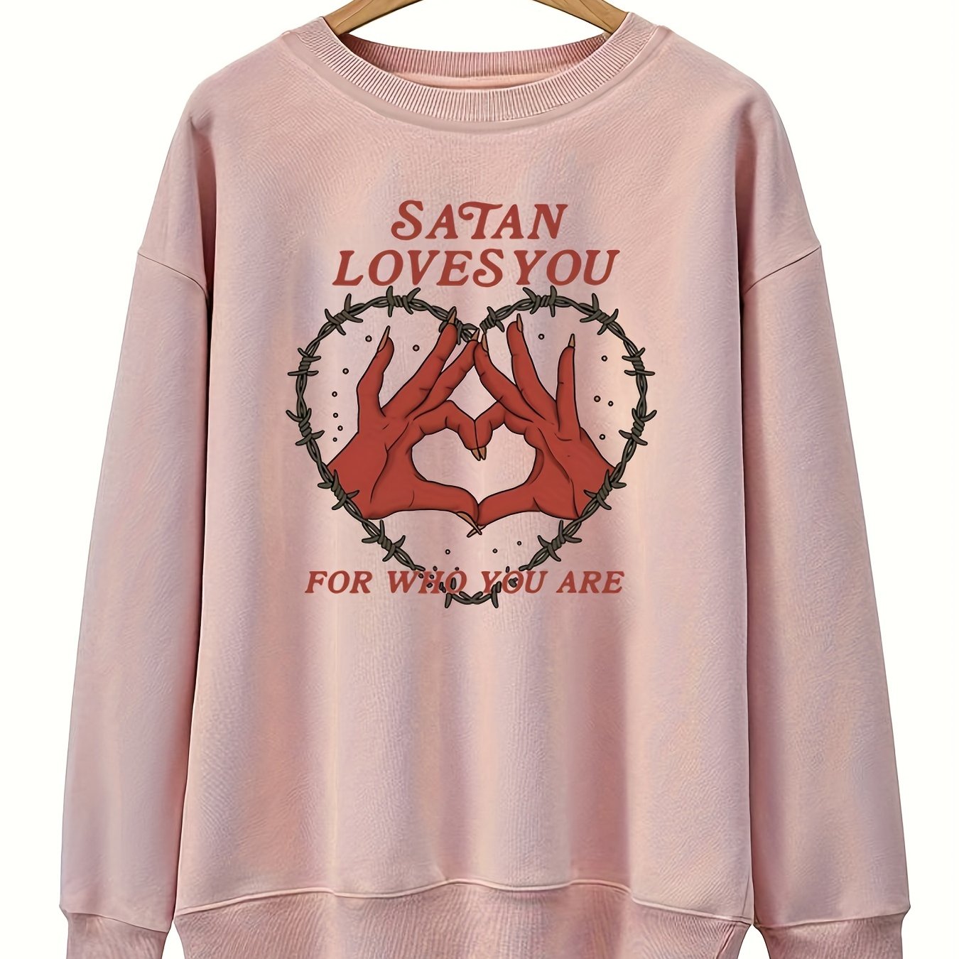 Sixsr Plus Size Casual Sweatshirt, Women's Plus Graphic & Slogan Print Long Sleeve Round Neck Sweatshirt