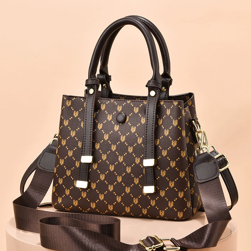 Bag women's 2022 new high-end women's bag atmospheric handbag retro printing versatile shoulder messenger bag big bag tide