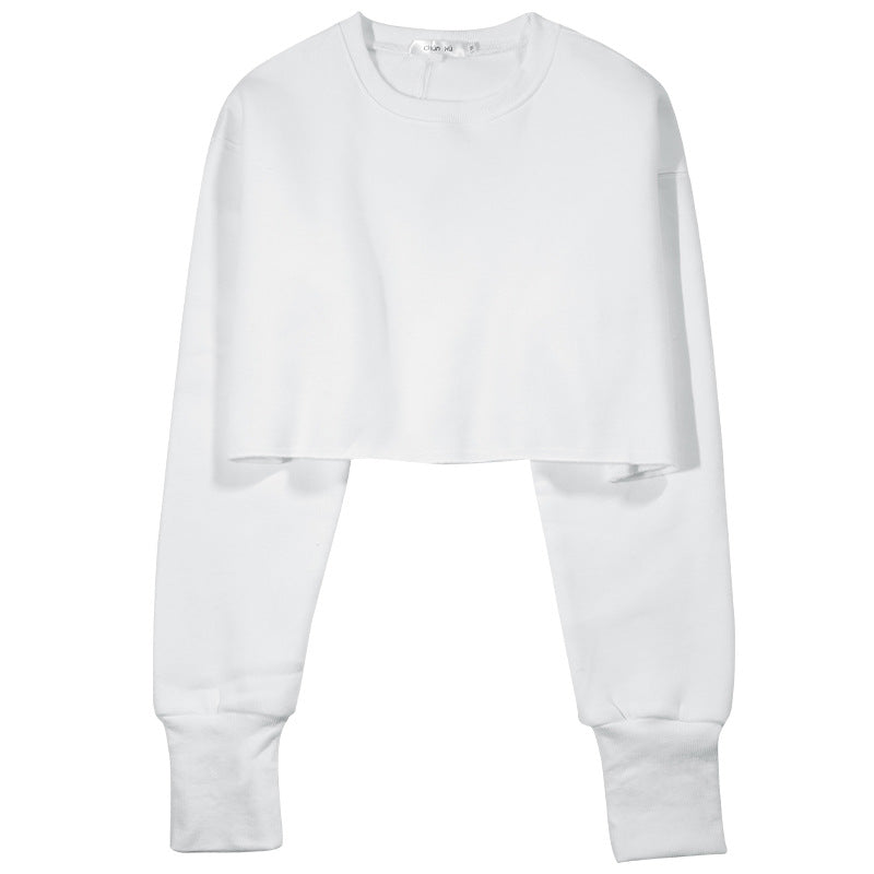 New new outdoor sports running fitness yoga clothes top women's loose navel short long-sleeved sweater
