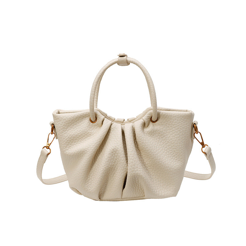 2025 2025 fashion new pleated portable women's bag casual versatile shoulder oblique span bag PU leather soft leather textured bags
