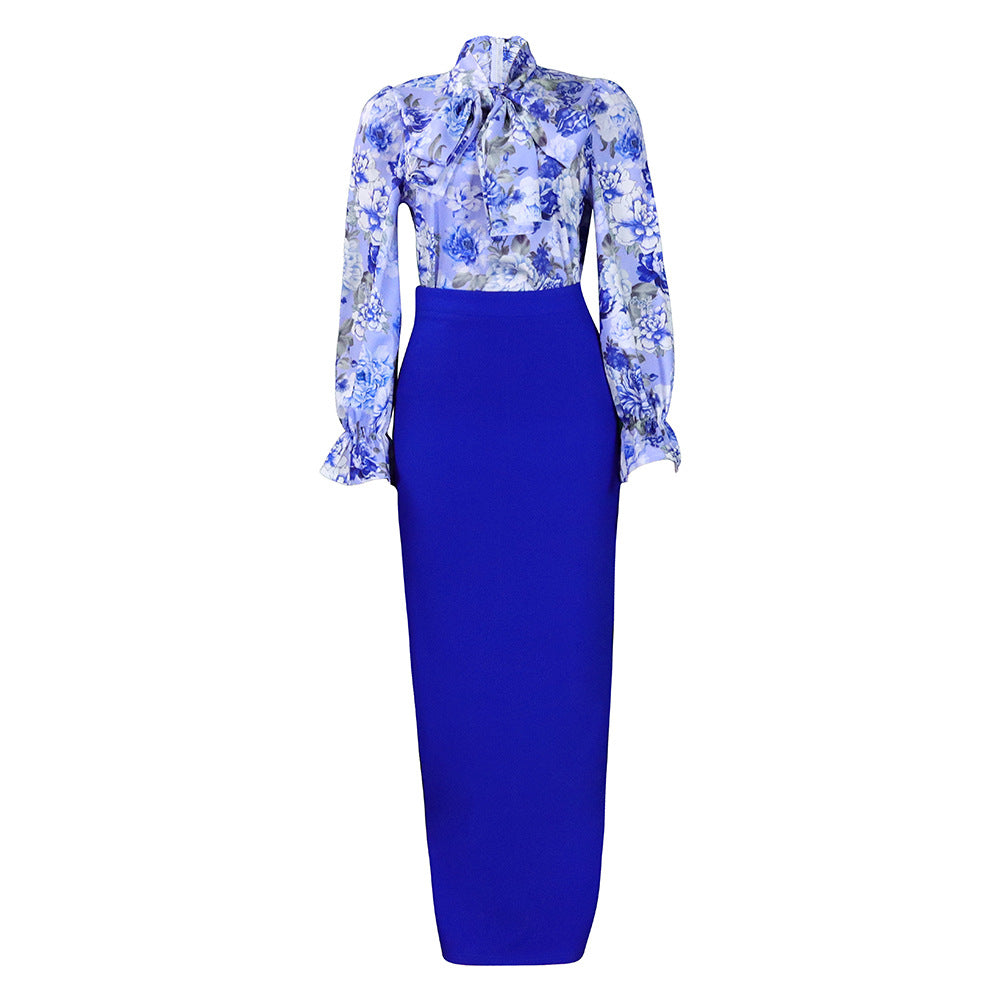SIXSR D323 2025 women's clothing popular new fashion printing straps long-sleeved shirt skirt long skirt New two-piece set