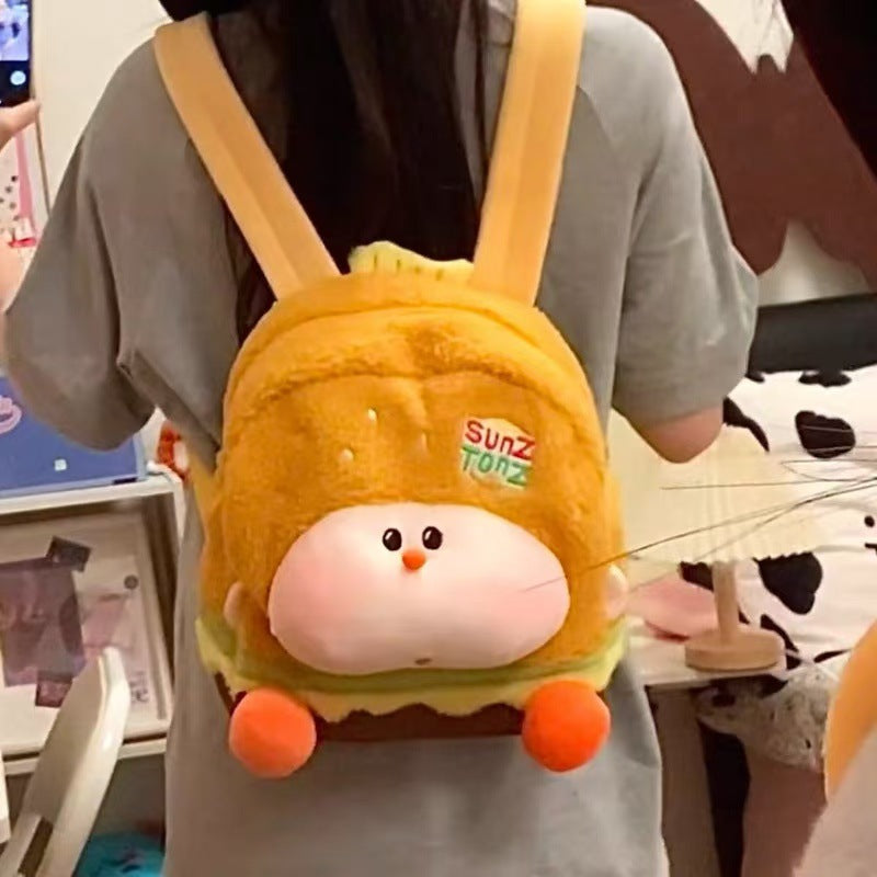 SIXSR 2025 Korean version cute soft cute hamburger schoolbag popular winter new fashion travel bag large capacity doll backpack