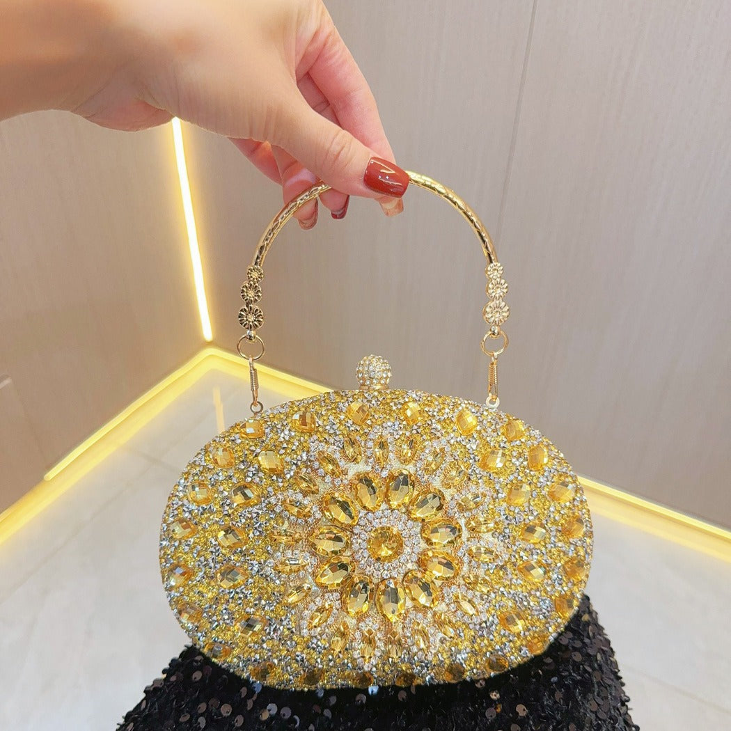 SIXSR 2025 New New party banquet bag handbag diamond-encrusted small bag female fashion celebrity handbag oblique span dinner bag