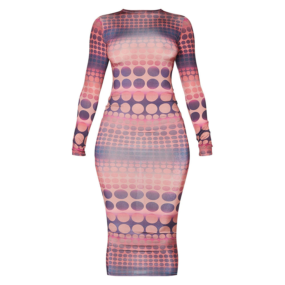 SIXSR 2025 INS style skirt summer women's printing long-sleeved dress 2025 fashion dress wholesale