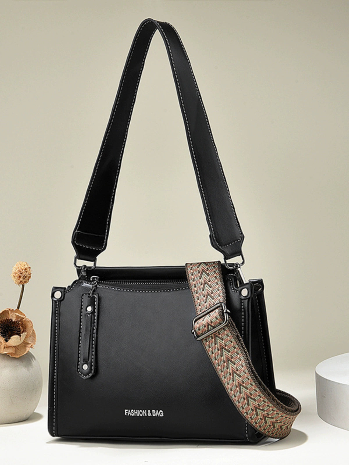 new bag high sense large capacity retro contrasting color shoulder messenger bag temperament commuter women's bag