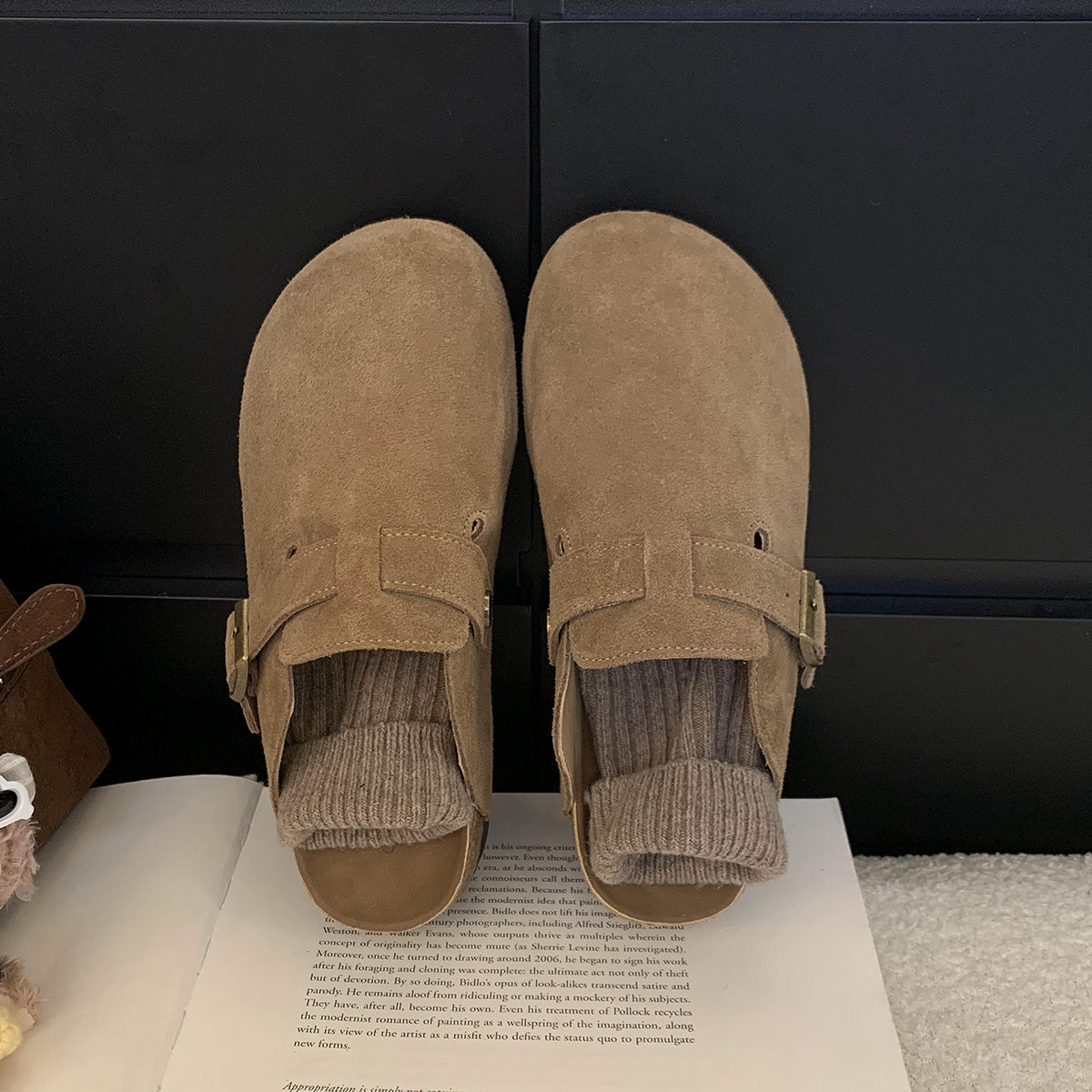 2025 Inner heightening cork Birkenstocks women's platform spring and autumn winter new Mori retro Birkenstocks bag head half drag